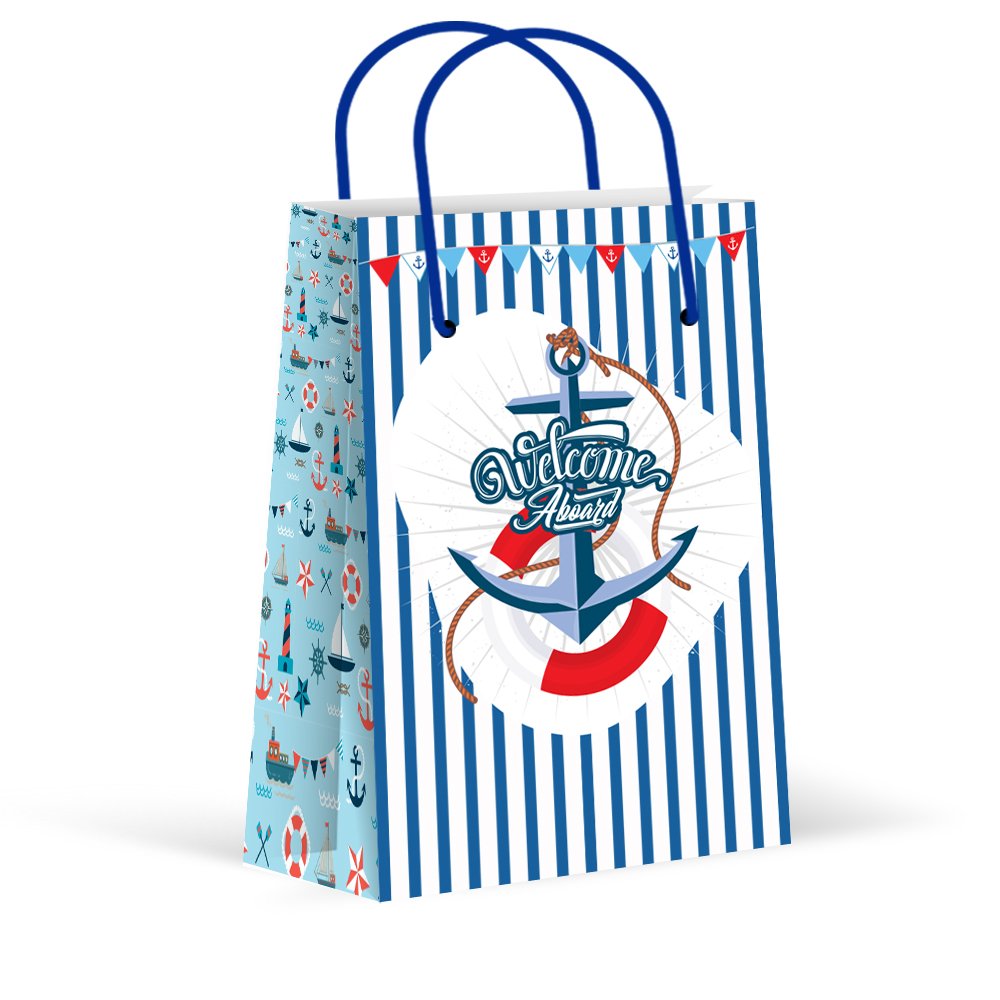 Premium Nautical Party Favor Bags - 12 Pack | Girls Birthday Party Supplies, Baby Shower Decorations, Treat & Goody Gift Bags | Perfect for Beach Themed Parties, Bridal Showers & Kids Celebrations