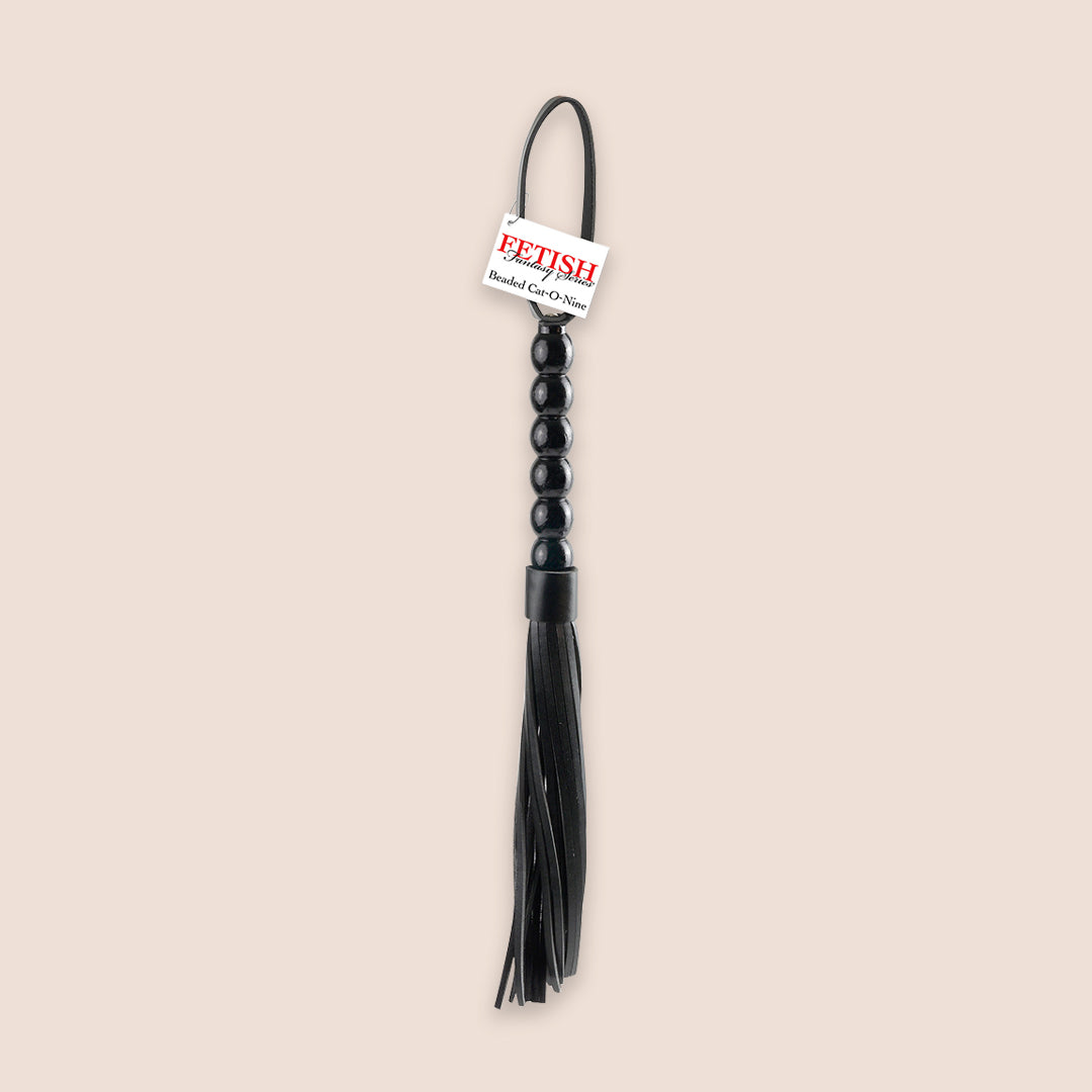 Handmade Beaded Cat o Nine Tails Whip - Premium Leather BDSM Toy for Sensation Play, Spanking & Role Play | Perfect for Couples & Adult Play