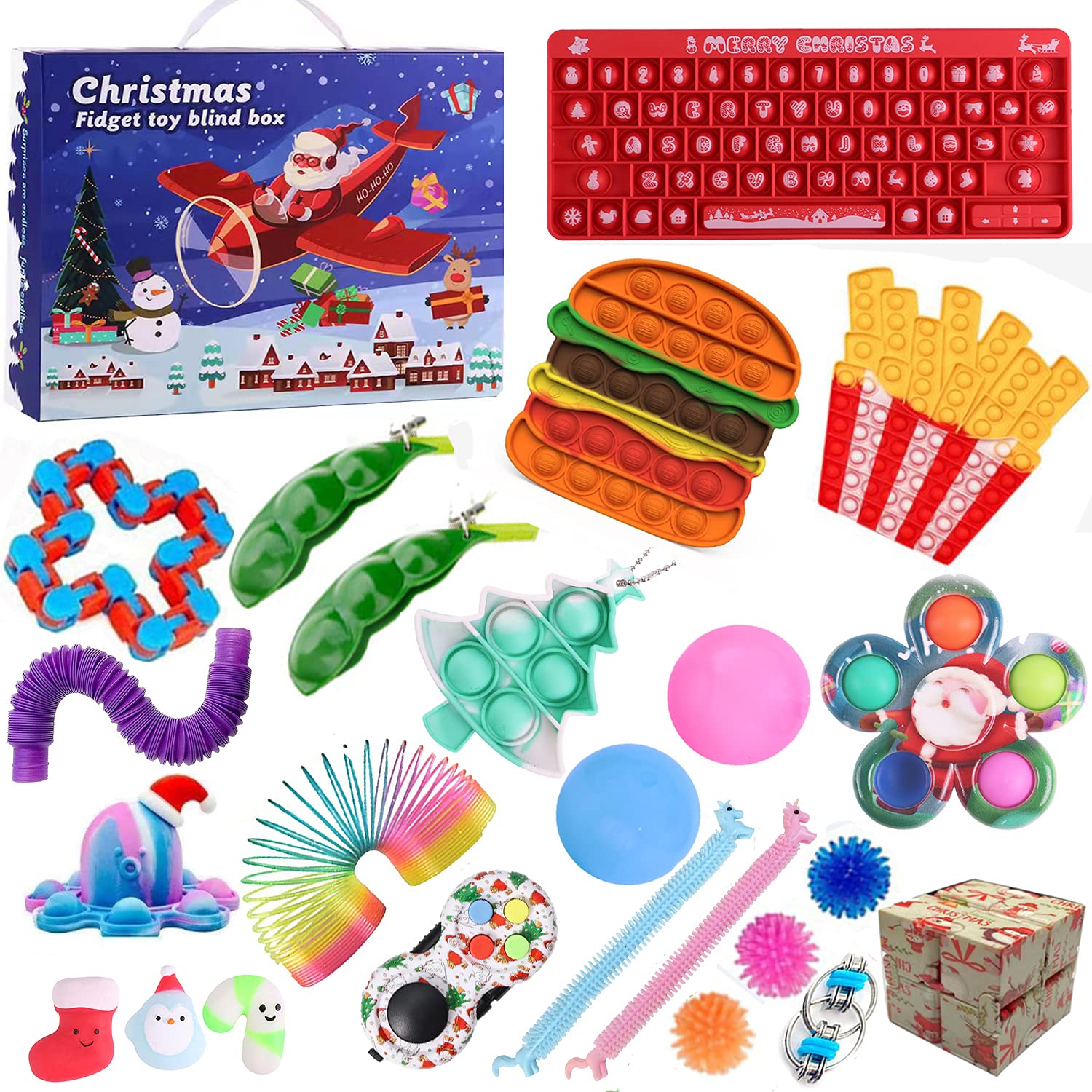 Christmas Advent Calendar Surprise Gift Box - 24-Piece Fidget Sensory Toys Set for Stress Relief & Anxiety - Perfect for Holiday Parties, Stocking Stuffers & Kids' Sensory Play