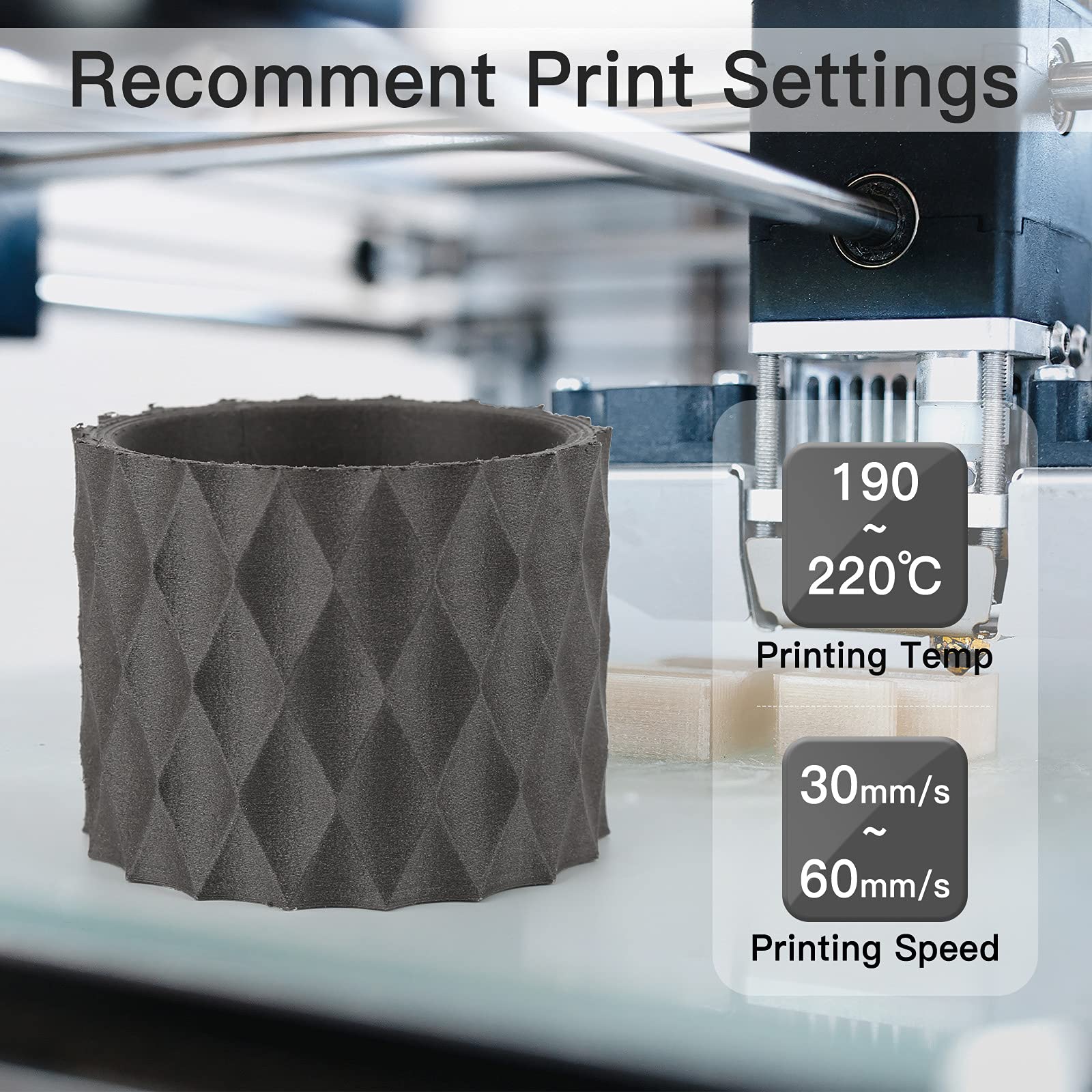 AMOLEN 3D Printer Wood PLA Filament Bundle - 1.75mm, 200g x 4 Spools (Walnut, Cherry, Bamboo, Ebony) for Creative 3D Printing Projects, Home Decor & DIY Crafts