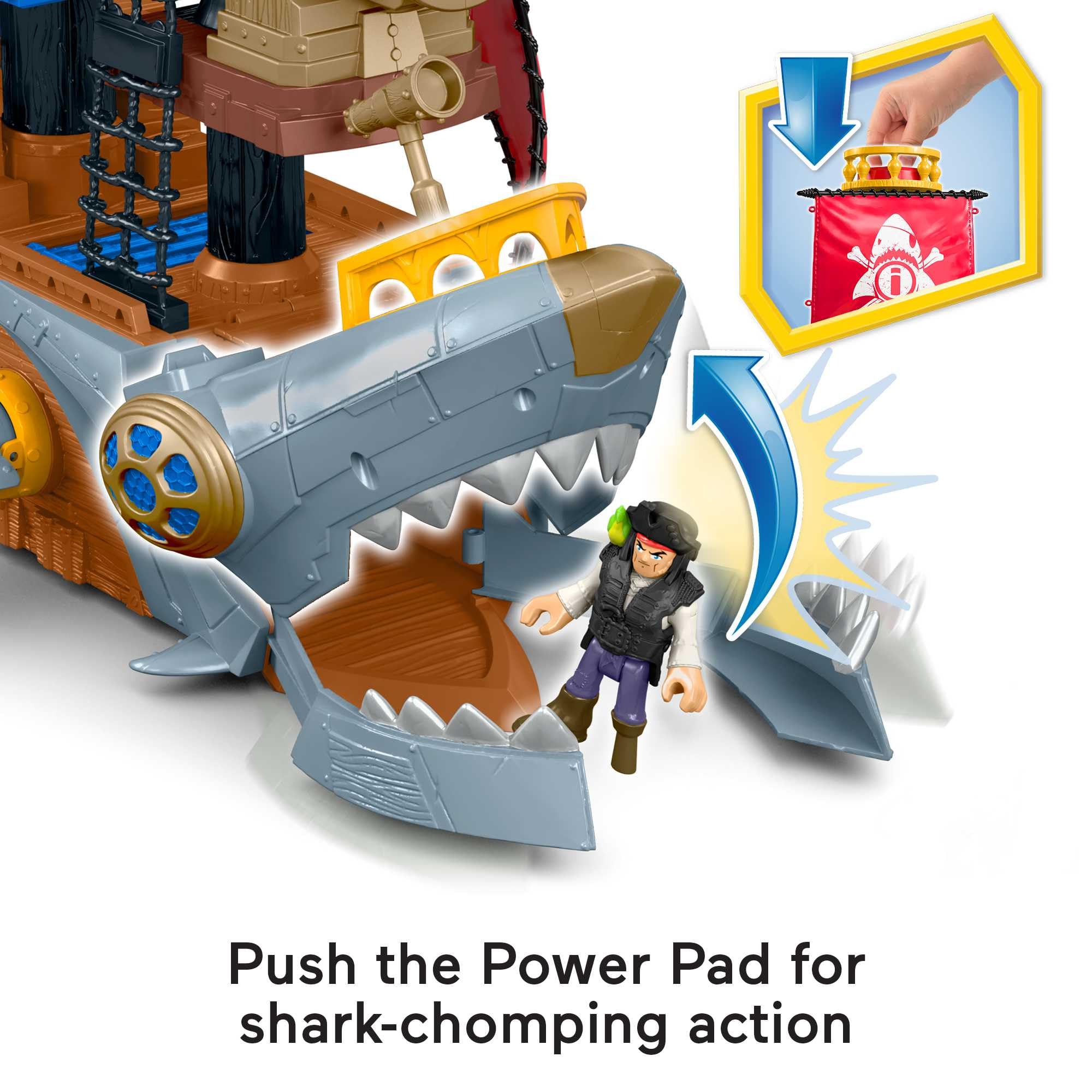 Fisher-Price Imaginext Shark Bite Pirate Ship Toy Playset with 3 Pirate Figures & 20+ Accessories - Interactive Battling Boat for Kids Ages 3-8 - Perfect for Imaginative Play, Birthday Gifts & Preschool Learning