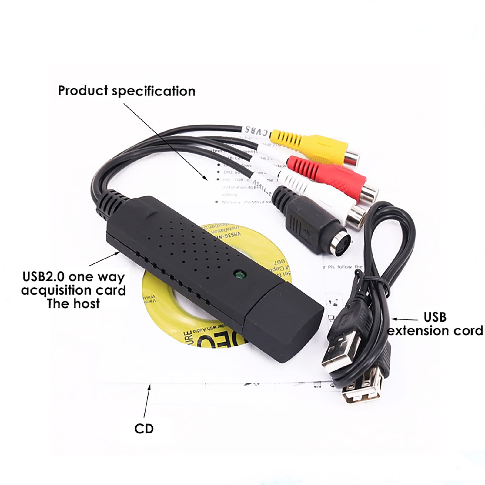 Rehomy USB 2.0 VHS to Digital Converter - Video Capture Card for PC, Convert Analog Video to Digital - Perfect for Home Movies, VHS Tapes & Camcorder Videos