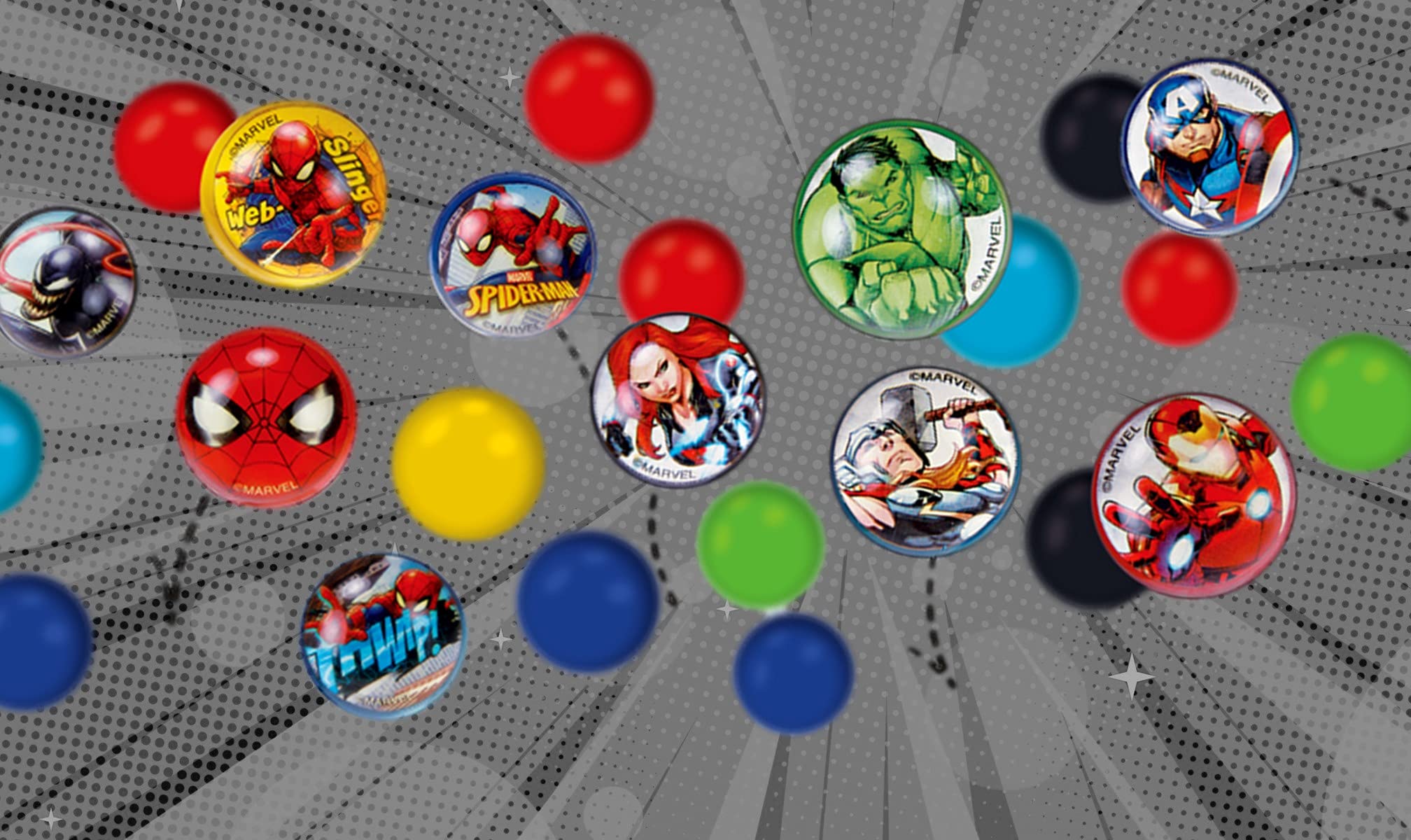 JA-RU Marvel Avengers & Spiderman Super Bouncy Balls - 1.2