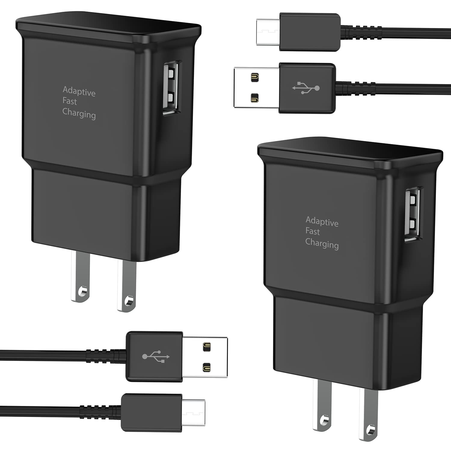 USB C Fast Charger Block 2-Pack, 20W PD Quick Charge 3.0 Adapter with 6.6ft Cable for Samsung Galaxy S23/S22/S21/S20/S10/S9/S8/Note20/Note10/Note9/Z Fold 3/4/5 - Compatible with Android Phones, Tablets & More - Perfect for Home, Office & Travel Charging
