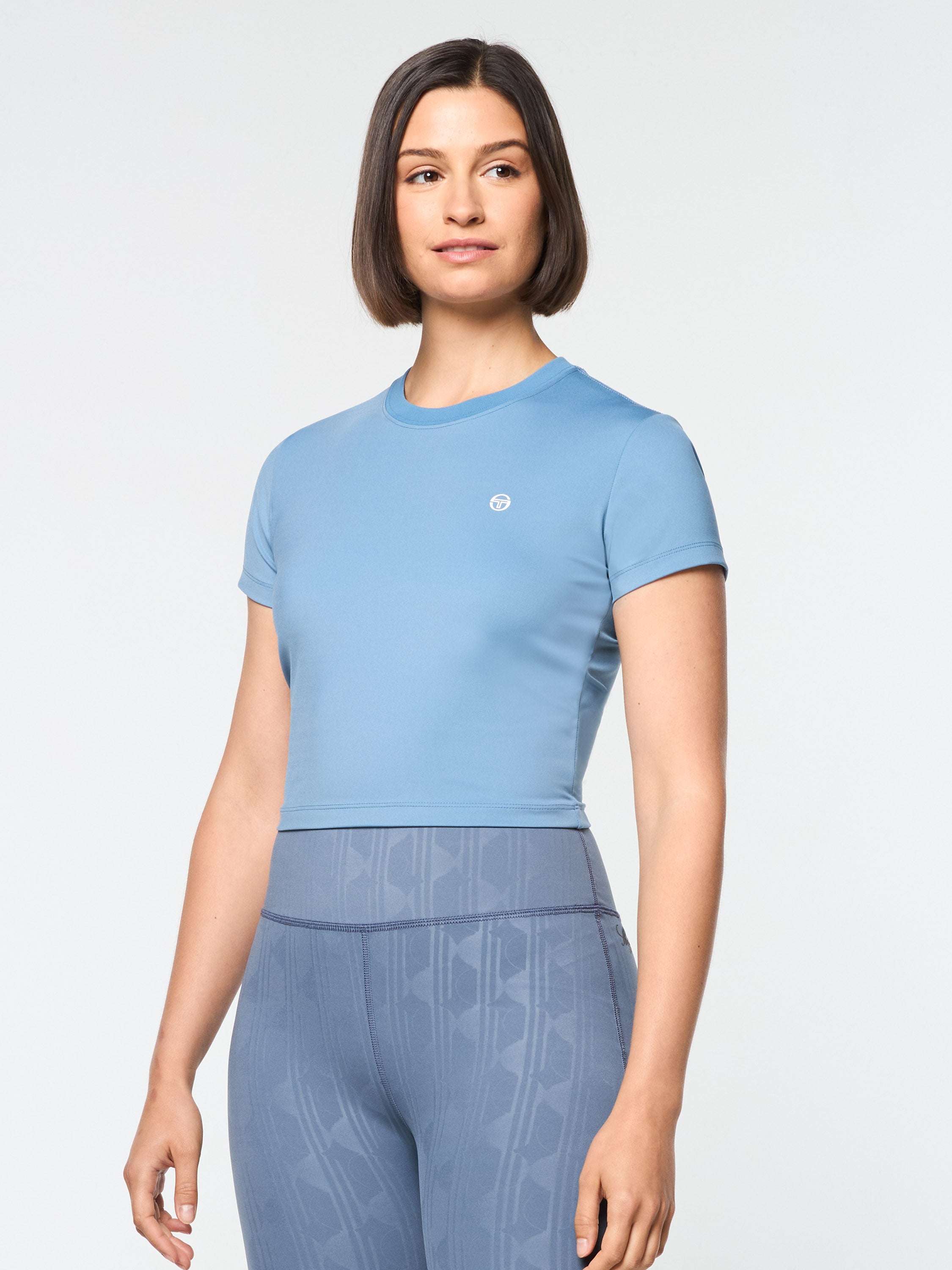 Mirano Fitted Crop Top Women's Short Sleeve Shirt - Coronet Blue | Casual Wear, Summer Outfits, Street Style Fashion