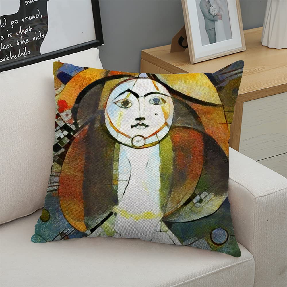 18x18 Inch Square Decorative Throw Pillow Covers - Modern Abstract Famous Paintings Design - Home Decor for Living Room, Bedroom & Sofa