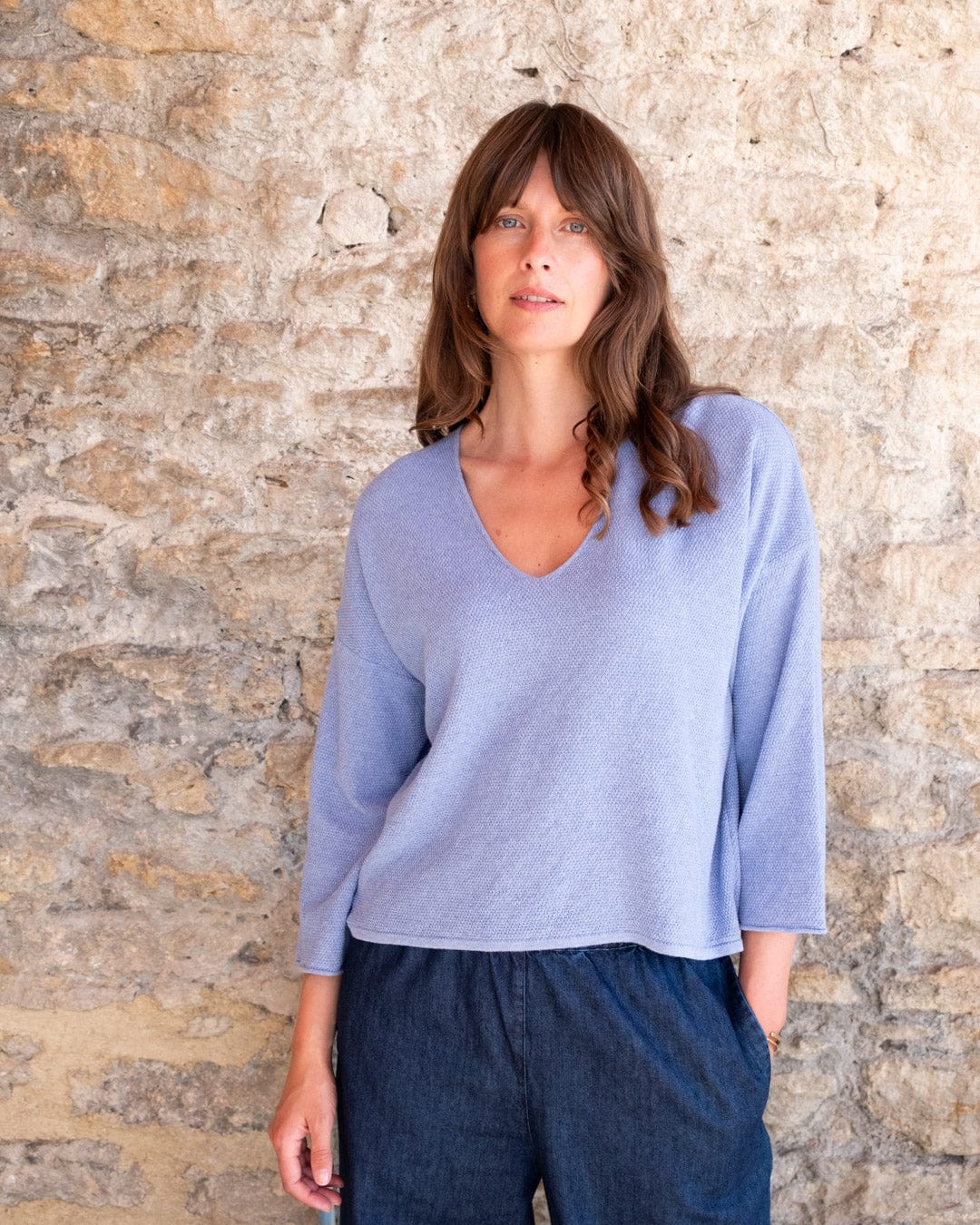 Jody Women's Cotton Relaxed Jumper Dress - Soft Blue Melange Casual Wear for Everyday Comfort | Perfect for Work, Weekend Outings & Relaxing at Home