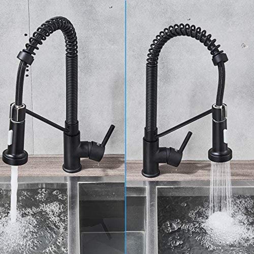 360° Rotatable Pull-Out Shower Kitchen Tap - Black for Modern Sinks