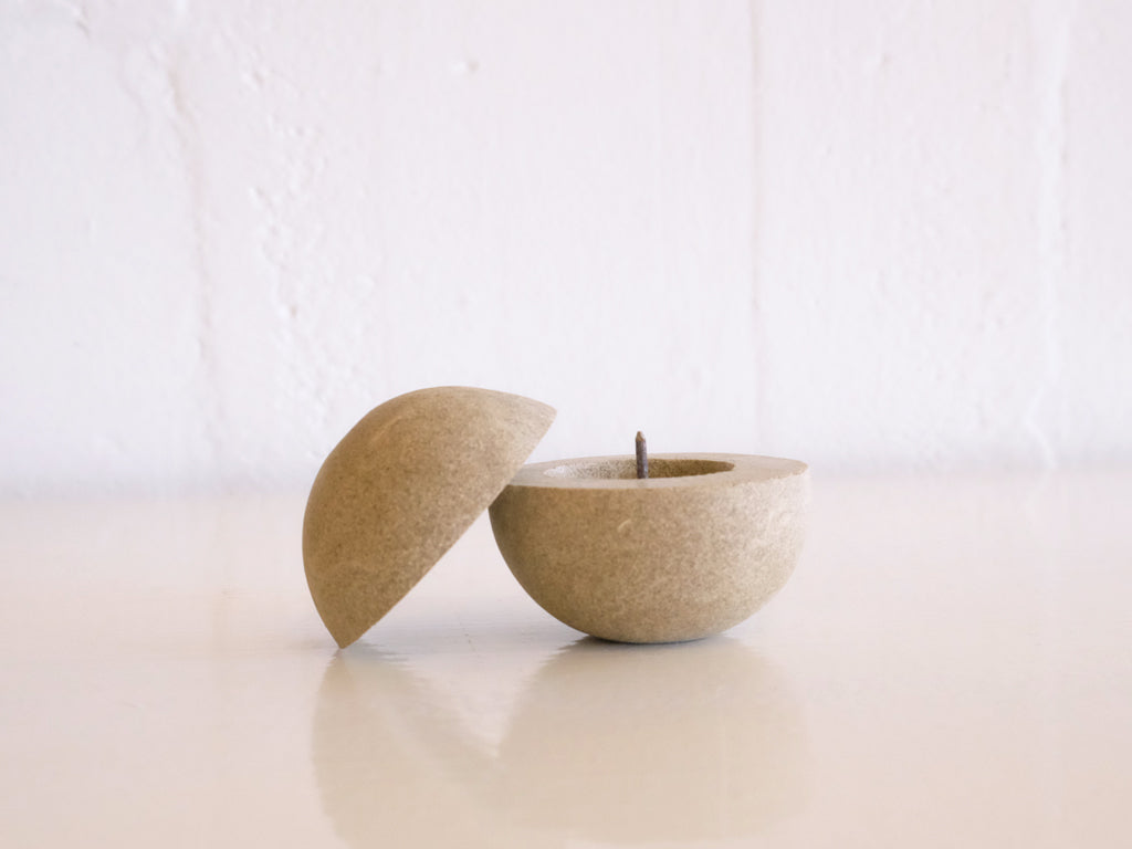Kodama Haze Candle Holder - Yamabuki Beige Ceramic Tea Light Candle Stand for Home Decor, Wedding Centerpieces & Relaxing Spa Atmosphere