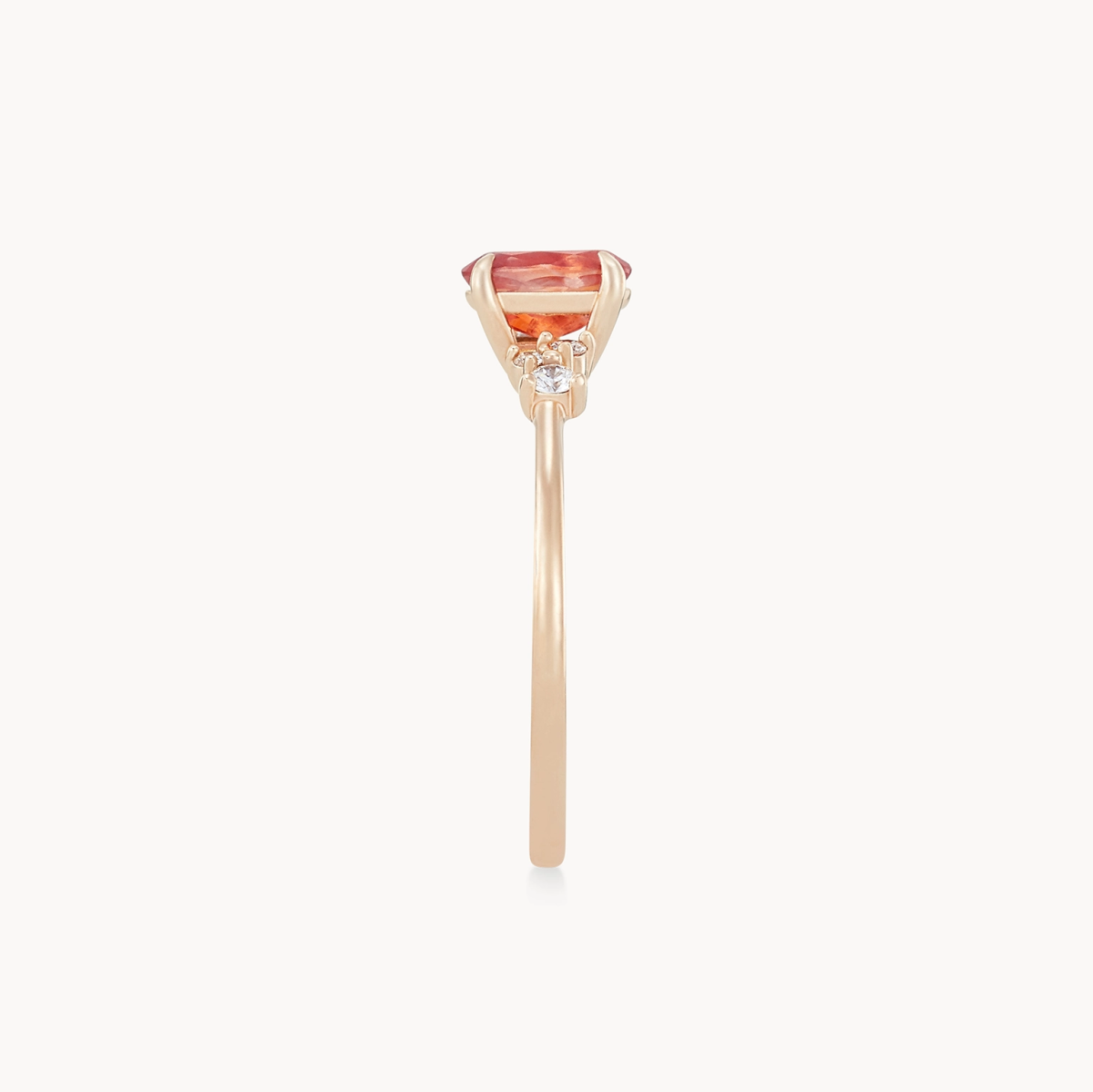 14K Yellow Gold Ring with Coral Sapphire - Unique & Elegant Jewelry for Women - Perfect for Weddings, Anniversaries & Special Occasions