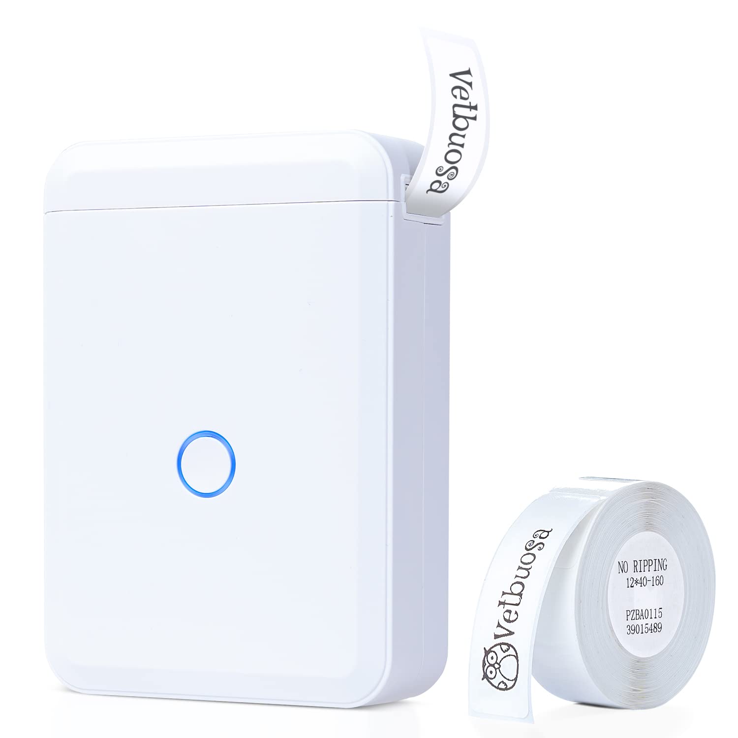 Vetbuosa D110 Wireless Bluetooth Label Printer - Thermal Sticker Maker for iOS & Android with 1 Roll Label Paper | Easy to Use for Home, Office, Warehouse & Industrial Labeling | Perfect for Organizing, Shipping & Inventory Management