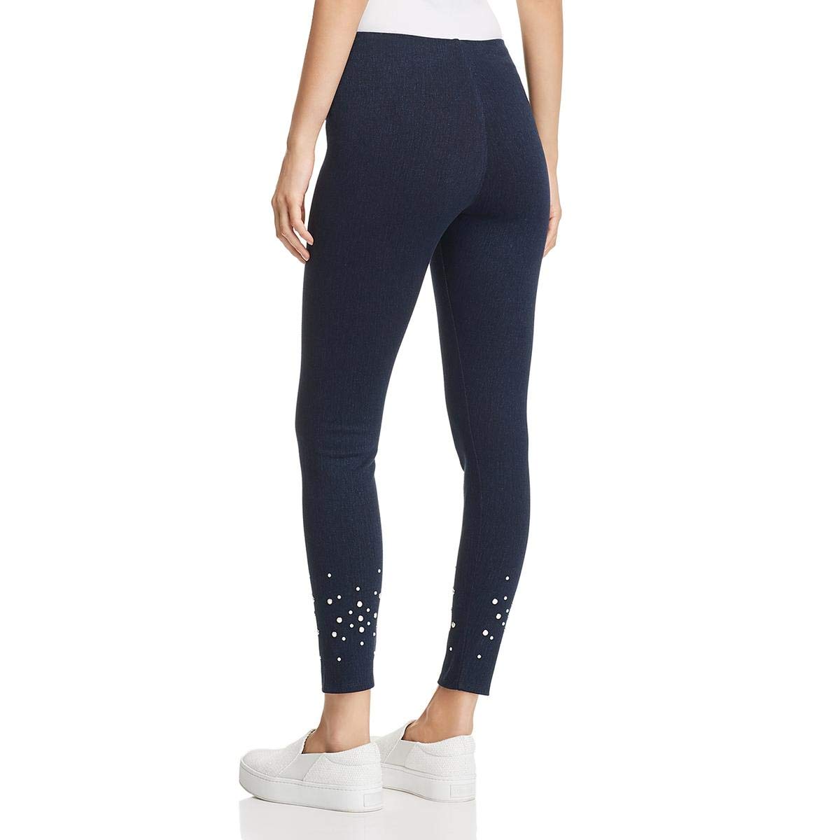 Lysse Women's Pearl Embellished Denim Jeggings - High Waisted Stretchy Leggings for Yoga, Workout & Casual Wear