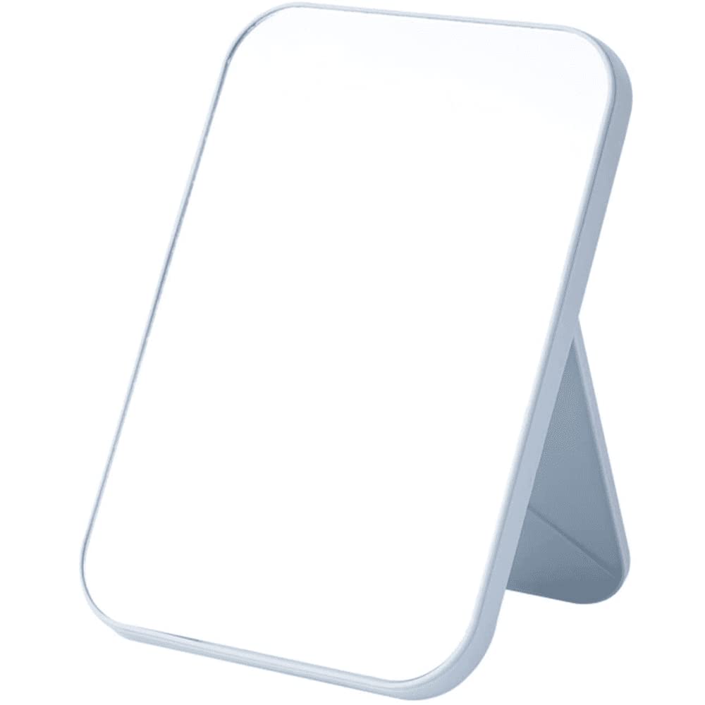 Leeonz Foldable Desktop Makeup Mirror with Stand - Portable Rectangle Vanity Mirror for Women & Girls, Perfect for Home, Travel & Dorm Room (Blue)