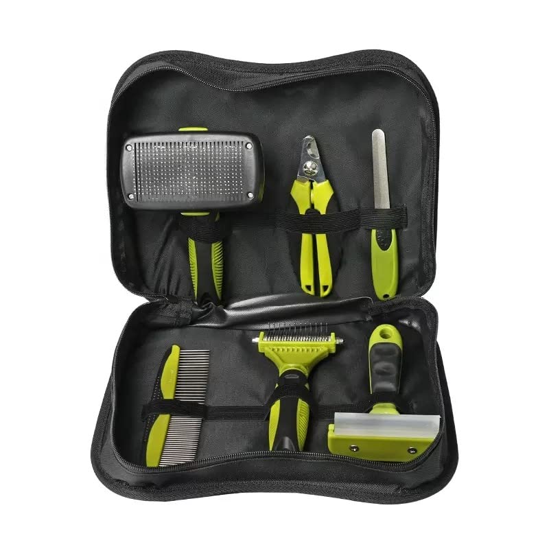 Happlr™ Ultimate Dog Grooming Kit - 5-in-1 Professional Dog Brush Set with Slicker Brush, Detangling Brush & Undercoat Rake for Shedding Control | Includes Dog Nail Clippers & Trimmer | Perfect for Home Grooming & Pet Care