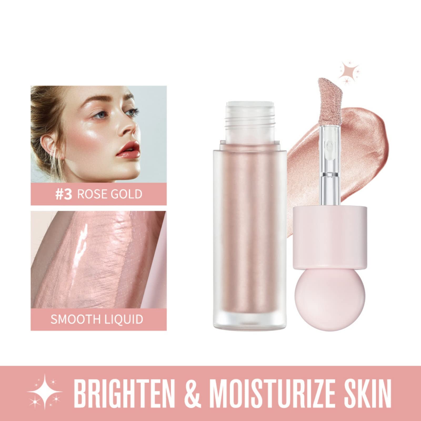Long Lasting Liquid Highlighter Stick - Face & Body Shimmer Makeup with Smooth Glow, Bronzer & Contour Effects | Perfect for Parties, Photos & Everyday Glam