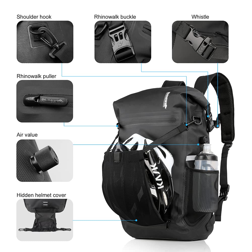 Rhinowalk 22L Waterproof Bike Pannier Bag - Cycling & Commuting Gear