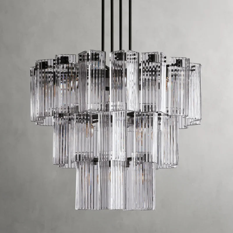 Delsie Round Chandelier - Modern Crystal Ceiling Light Fixture for Dining Room, Living Room & Bedroom | Elegant Lighting Decor for Home & Wedding