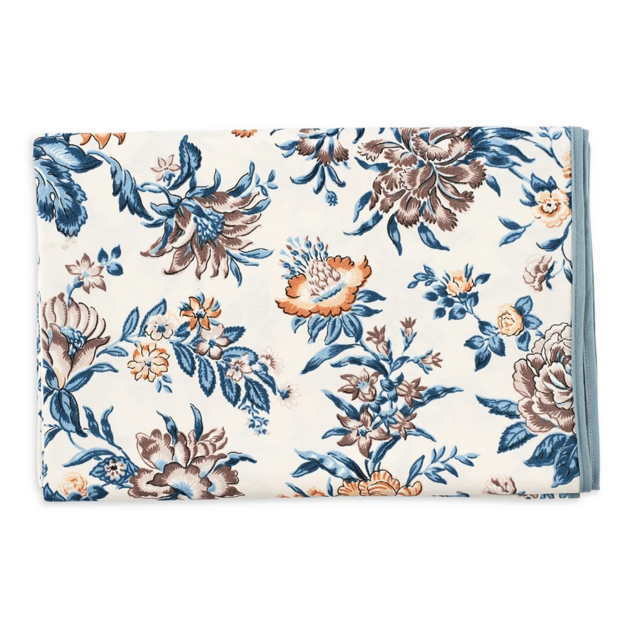 Elegant Blue & Brown Fall Floral Tablecloth - Waterproof Rectangular Dining Table Cover for Thanksgiving, Autumn Decor, Dinner Parties & Home Decor