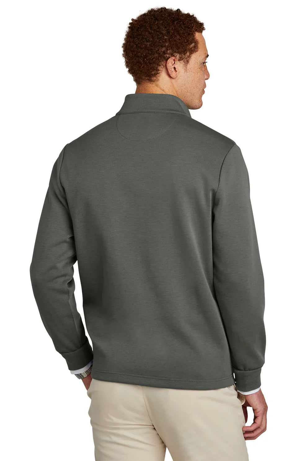 Brooks Brothers Men's Double Knit 1/4 Zip Pullover Sweater - Windsor Grey [Lane & Waterman] | Casual Office Wear & Autumn Layering