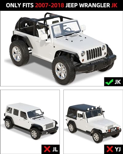 GARVEE 4-Piece Black Fender Flares for 2007-2018 Jeep Wrangler JK & JKU Models - Durable Off-Road Protection & Stylish Upgrade for Jeep Enthusiasts | Perfect for Trail Riding, Mudding & Custom Jeep Builds
