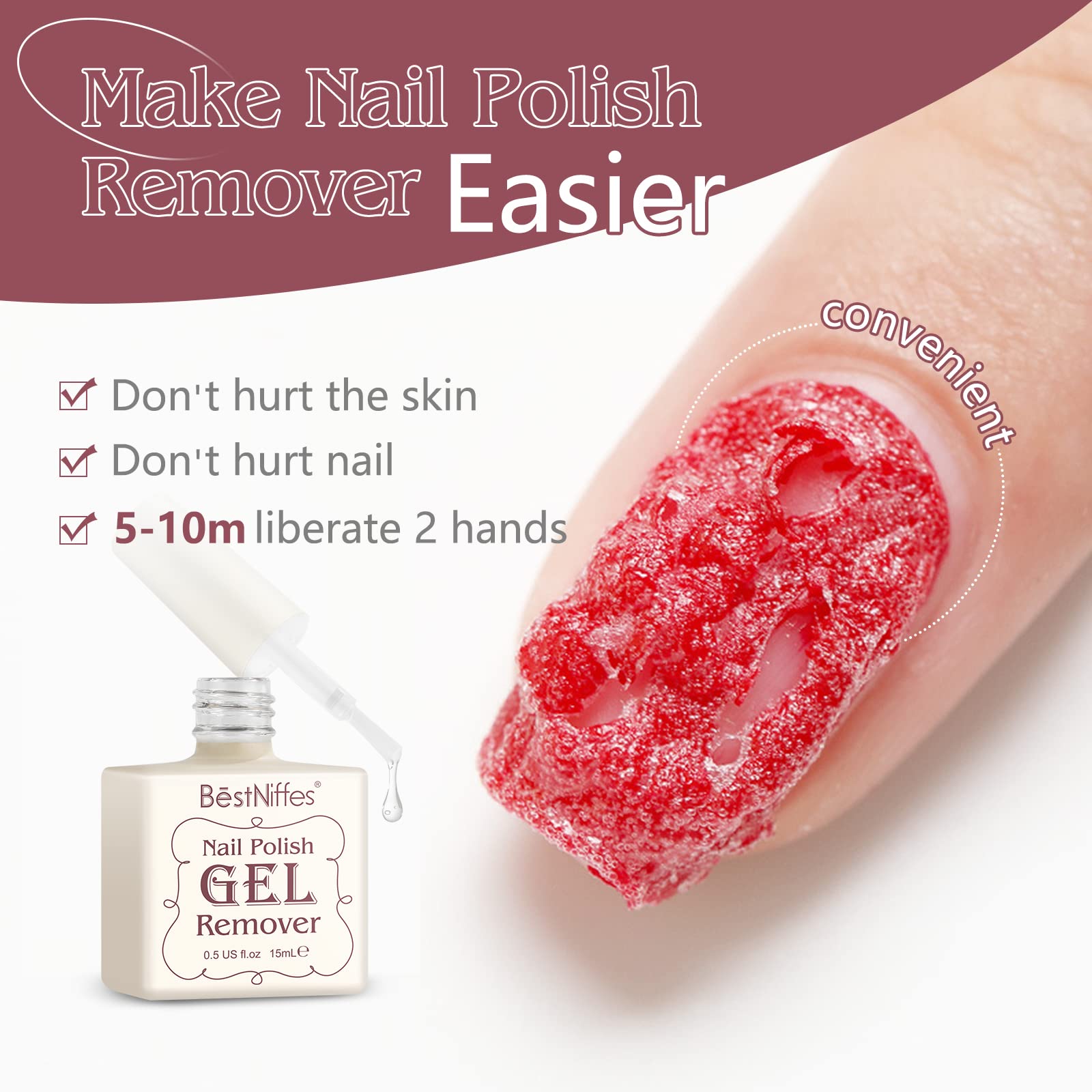 2Pcs Fast-Acting Gel Nail Polish Remover - Works in 3-5 Minutes Without Foil or Wrapping - 15ML Bottles (Pack of 2) - Perfect for At-Home Manicures, Salon Professionals & Nail Art Enthusiasts