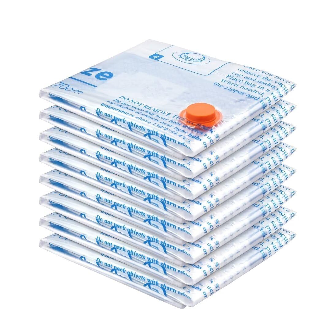 8 Large Vacuum Storage Bags - Space Saving Airtight Compression Sealer Bags for Clothes, Pillows, Comforters, Blankets & Bedding | Perfect for Travel, Seasonal Storage & Home Organization