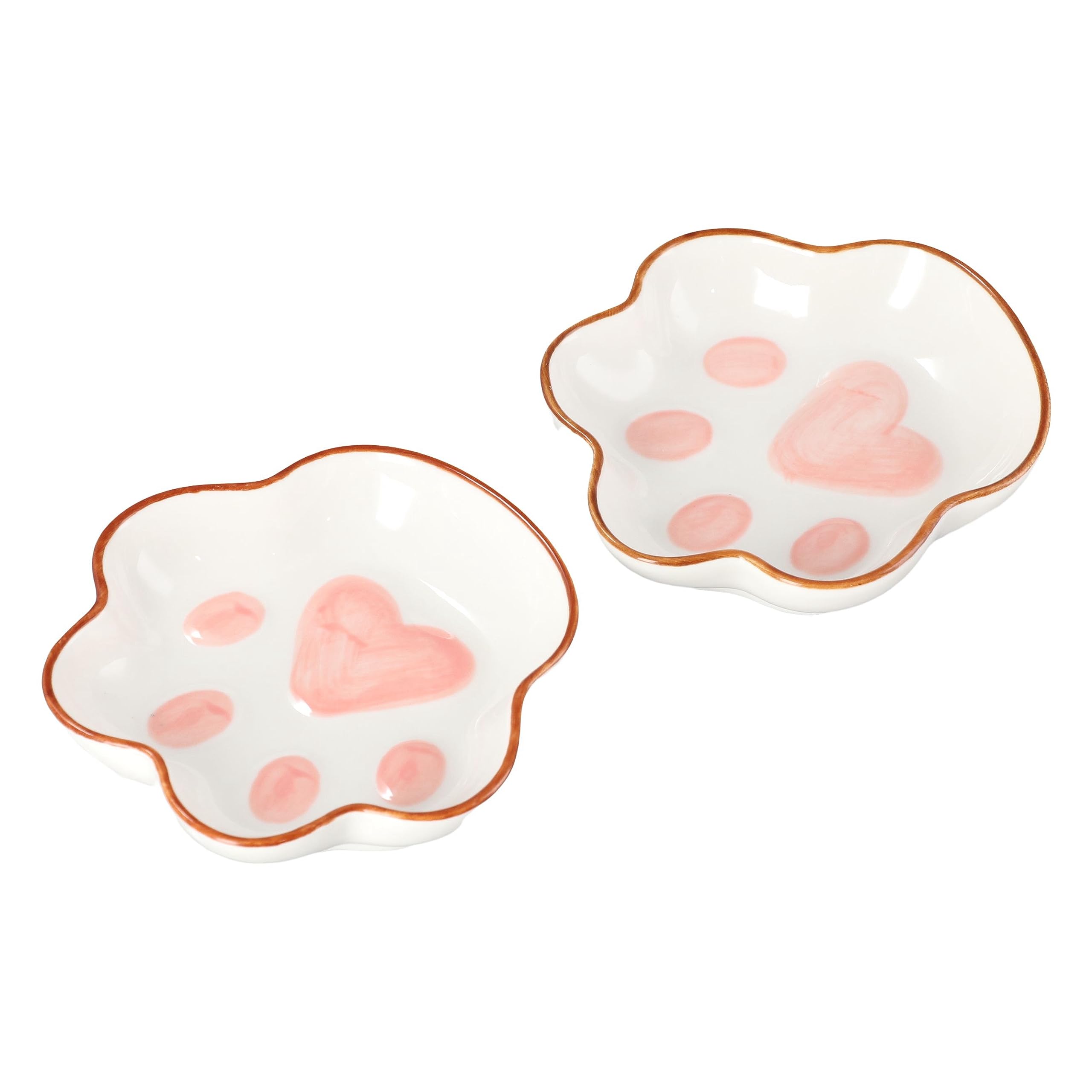 Leadigol Cat Paw Ceramic Dipping Sauce Dishes - Japanese Style Mini Cute Sushi Soy Sauce Bowl, Cartoon Dessert Plate for Sushi, Dumplings, and Appetizers