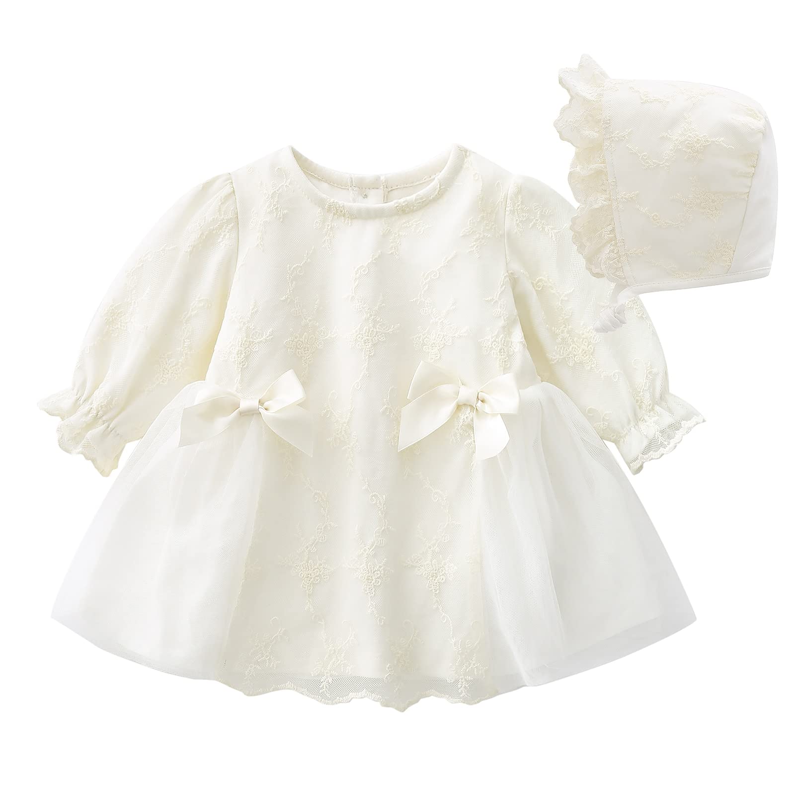 Curipeer Baby Girl Christening Dress - Classic Infant Baptism & Wedding Tulle Gown for Spring Summer | Perfect for Christenings, Baptisms, Weddings & Special Occasions