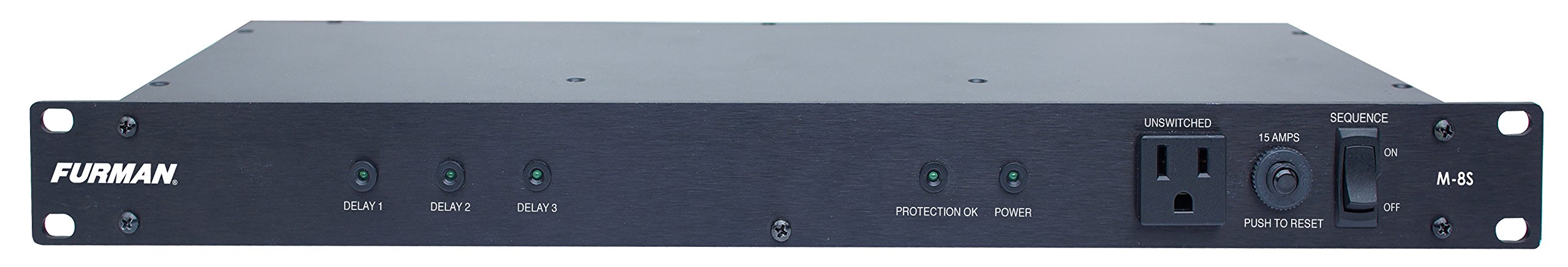 Furman M-8S Power Conditioner with Surge Protection - Premium Black for Home Theater & Studio Equipment