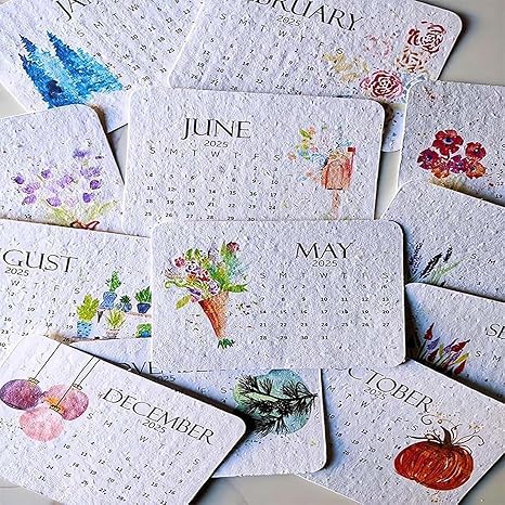 2025 Plantable Seed Calendar - January to December Eco-Friendly Desk Planner with Growable Seeds | Perfect for Home Office, Gardening Gifts & Sustainable Lifestyle