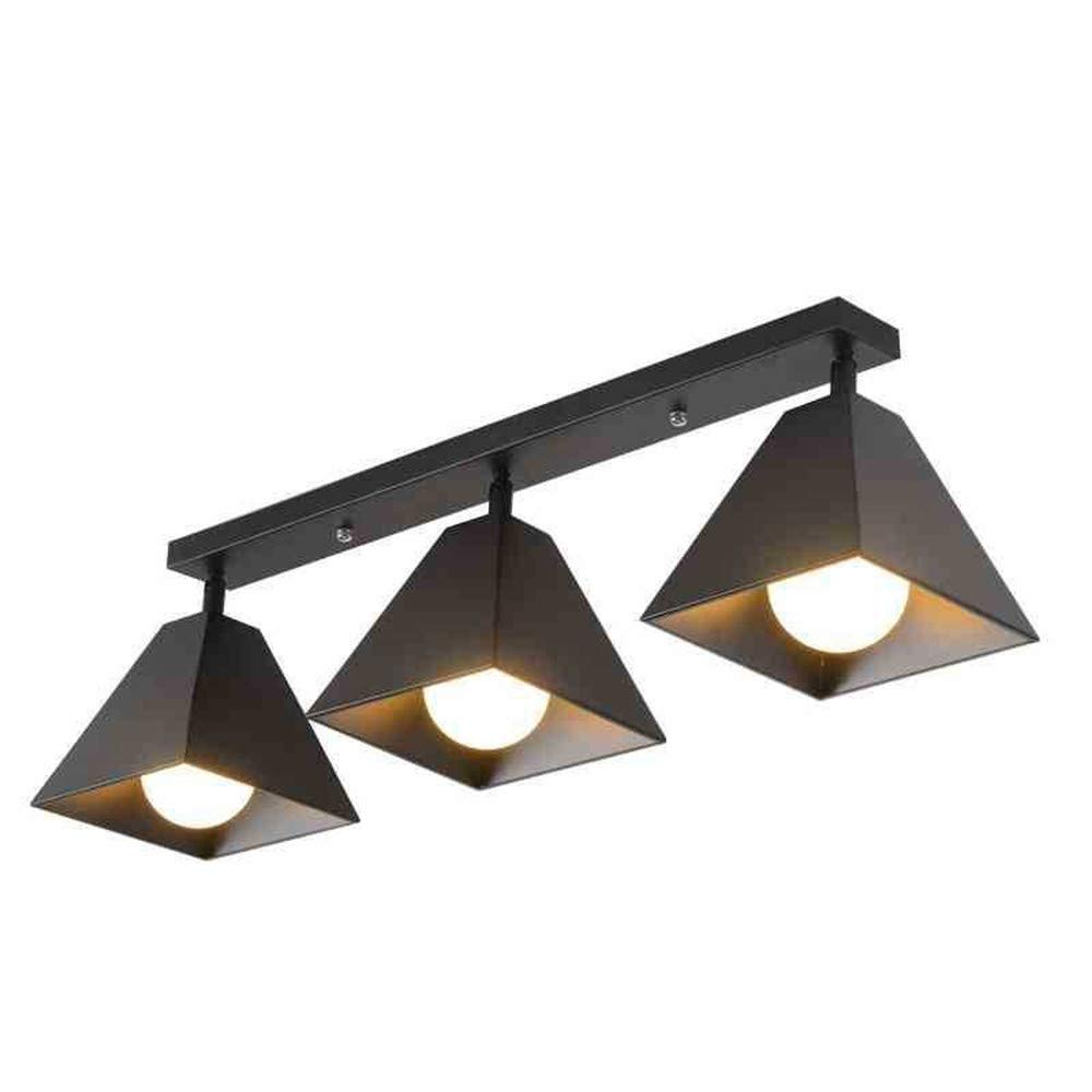 Vintage Industrial 3-Light Flush Mount Ceiling Fixture - Retro Edison Bulb Metal Pendant Chandelier for Kitchen Island, Dining Room & Bedroom Lighting