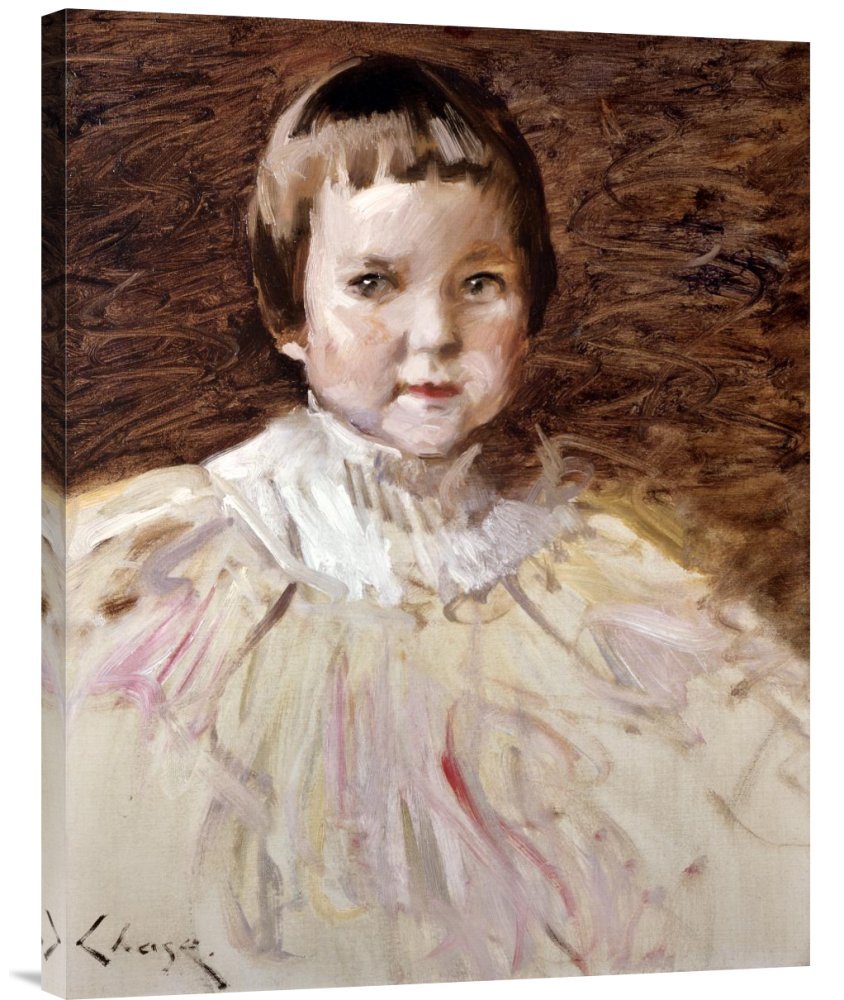 William Merritt Chase Little Girl Canvas Art Print - Gallery Wrapped Giclee Wall Decor for Living Room, Bedroom & Office - Premium Budget-Friendly Fine Art Reproduction