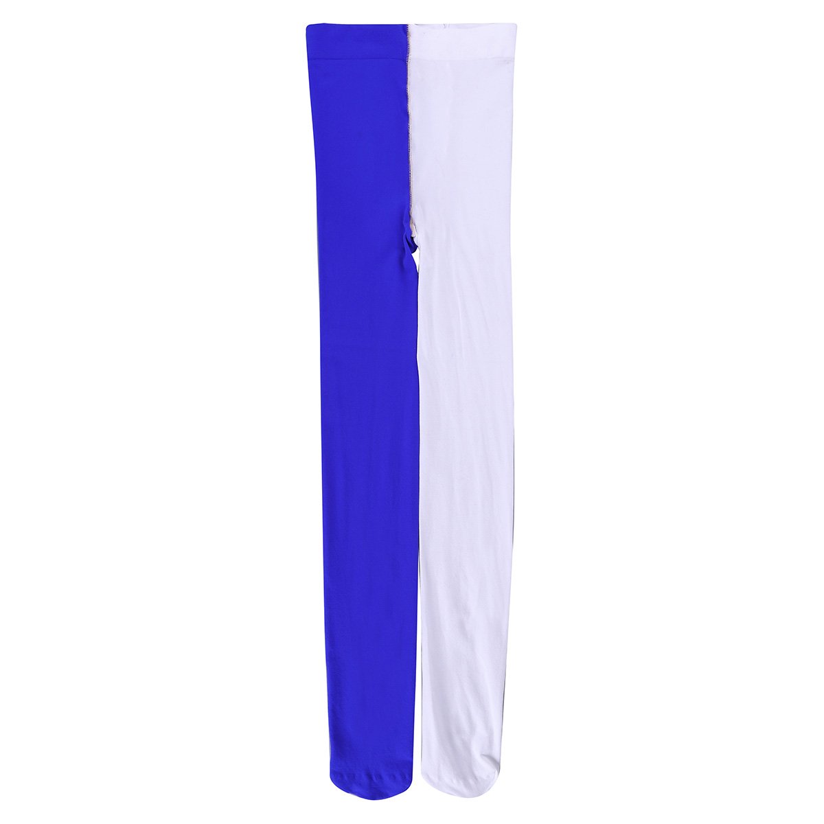 FEESHOW Sexy Elf Jester Costume - Two Tone Spandex Full Body Tights with Footed Stockings for Halloween, Cosplay & Fantasy Parties