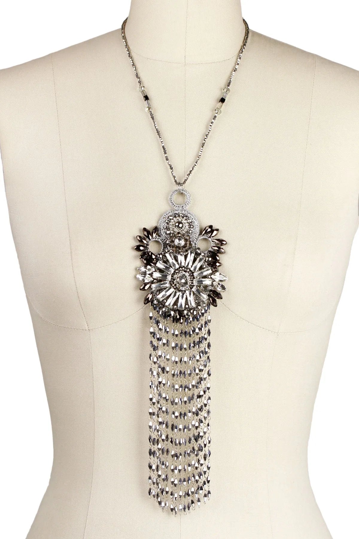 Elegant Crystal Tassel Statement Necklace for Women - Luxury Party Jewelry for Evening Gowns, Weddings & Special Occasions