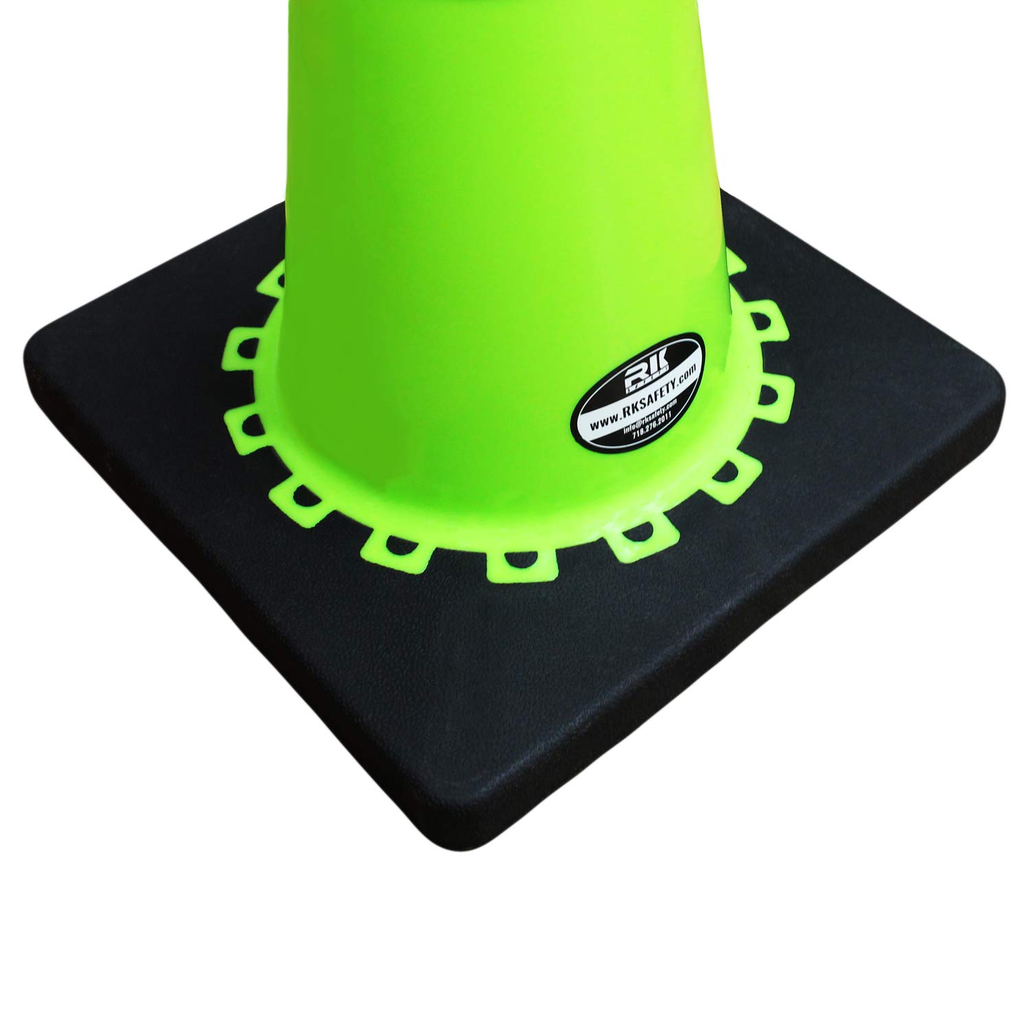 18 Inch PVC Traffic Safety Cones with 6 Inch Reflective Strips - Bright Lime & Black Base (Set of 24) - Perfect for Road Construction, Parking Control, School Zones & Emergency Safety Barriers