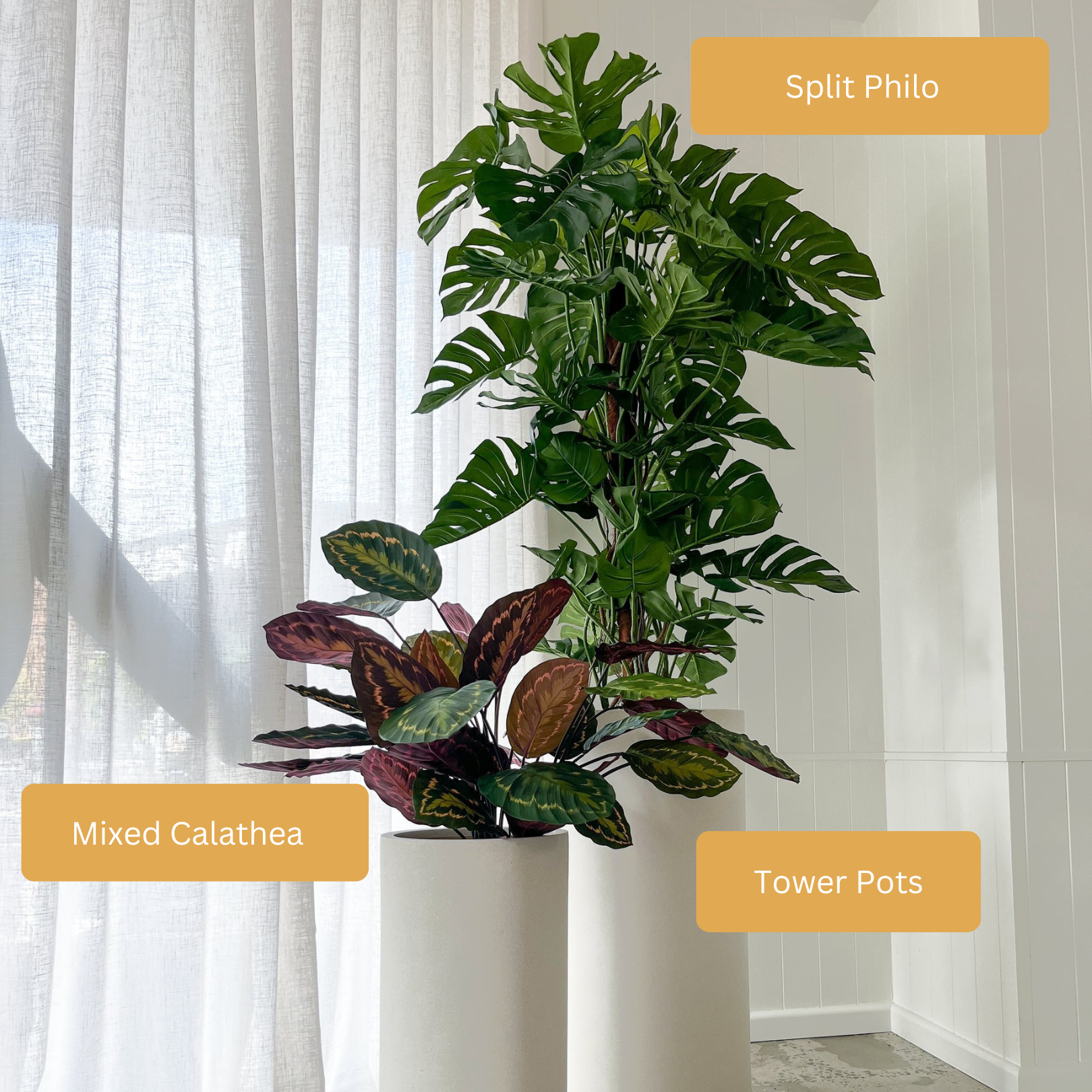 Lightweight Tower Pot for Indoor Plants - Modern Self Watering Planter with Drainage Holes - Perfect for Home, Office, and Garden Decor