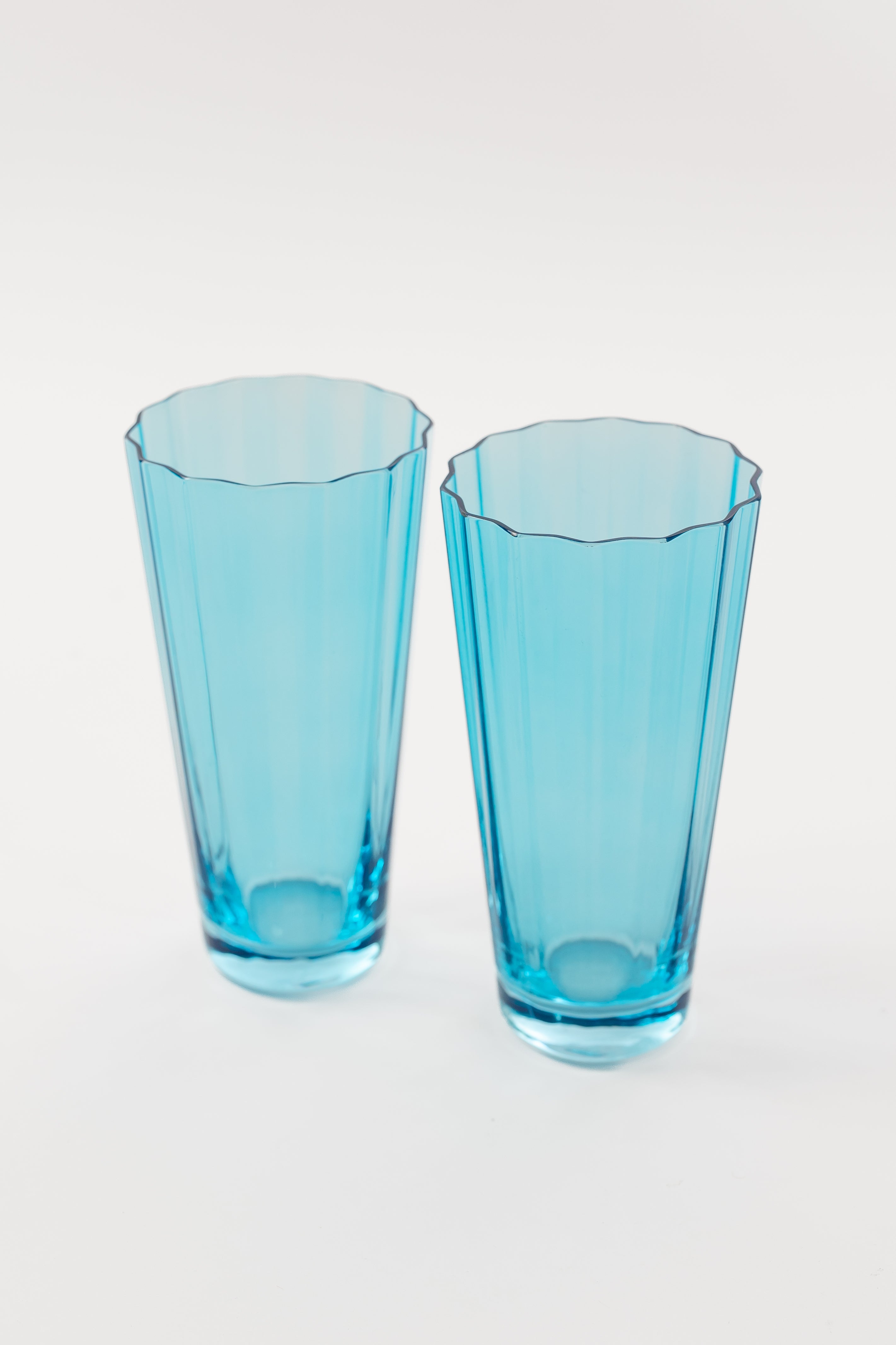 Estelle Colored Sunday Highball Glasses Set of 2 - Ocean Blue | Elegant Drinking Glasses for Cocktails, Juice & Iced Tea | Perfect for Home Bar, Parties & Gift Giving
