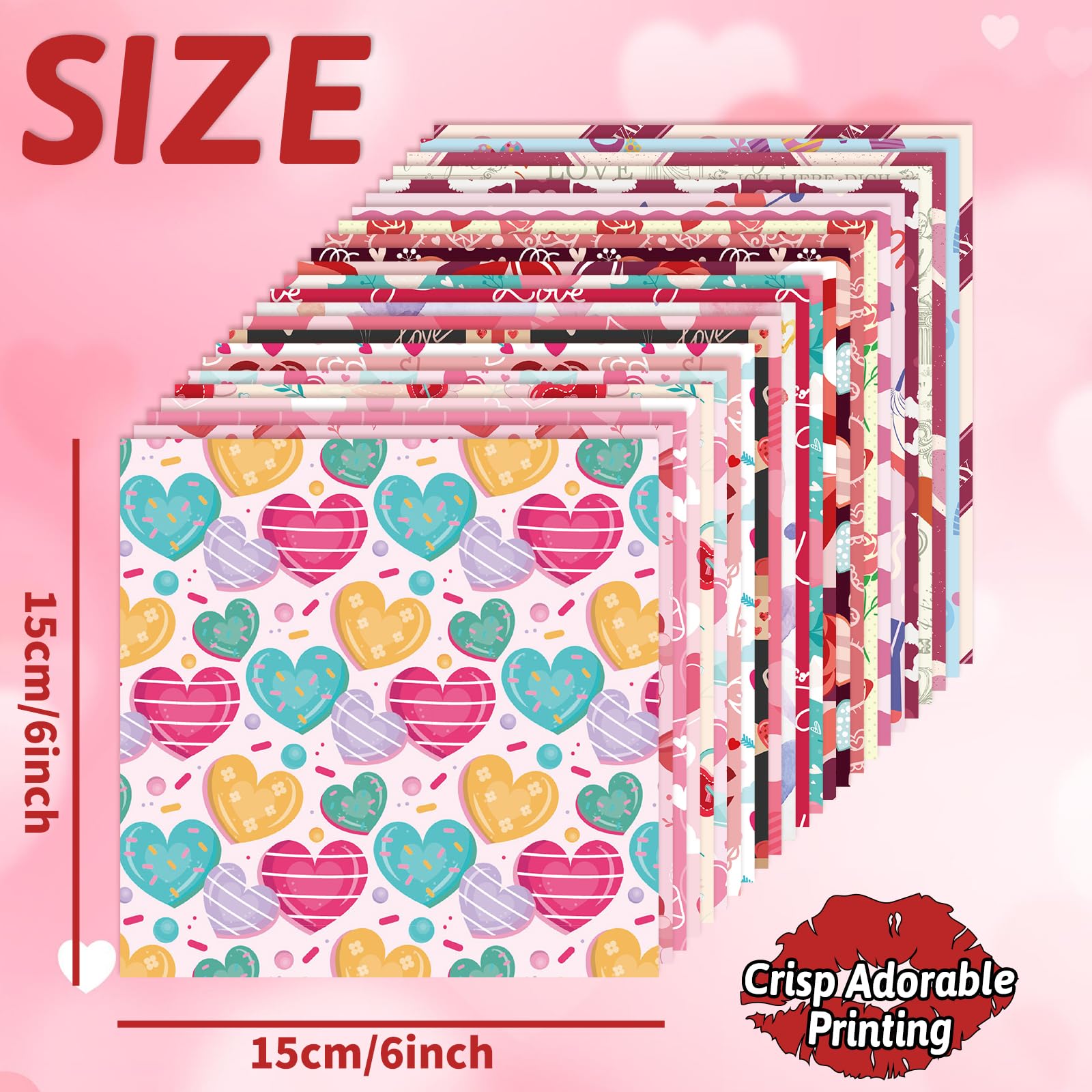 24 Sheets Valentine Scrapbook Paper Set - Funny Origami Pattern Craft Paper for Adults & Teens - Dazzling Aesthetic DIY Scrapbooking, Card Making, Journaling - Perfect for Valentine's Day Gifts, Party Decorations & Memory Keeping