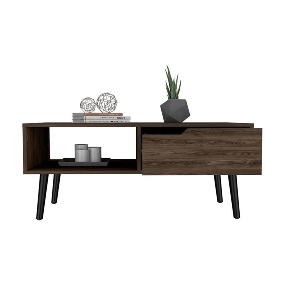TUHOME Oslo Coffee Table - Brown Engineered Wood Living Room Table - Modern Scandinavian Design for Small Spaces, Apartments & Home Decor