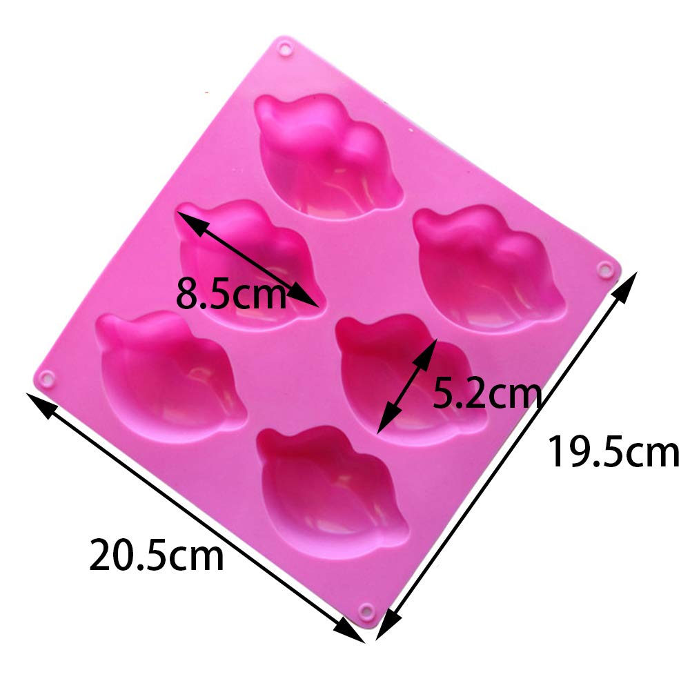 2 Pack 3D Sexy Red Lips Silicone Molds for Chocolate, Candy, Bath Bombs, Soap & Lotion Bars - Perfect for Wedding Favors, Bridal Showers, Birthday Parties and DIY Baking Projects