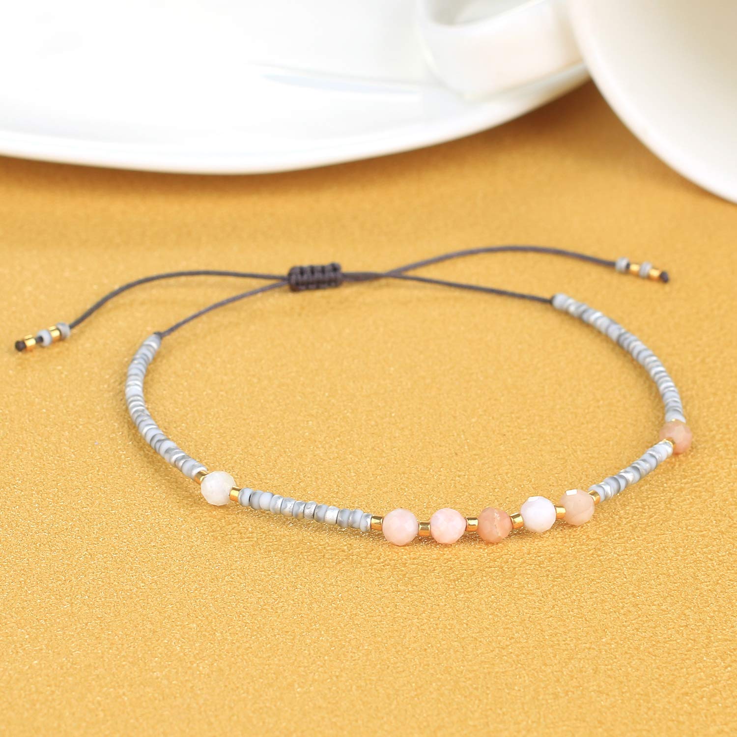 C·QUAN CHI Charm Pearl Bracelet - Handmade Adjustable Friendship Bracelet with Seed Beads & Flat Knot Design - Elegant Women's Jewelry for Gifts, Parties & Everyday Wear