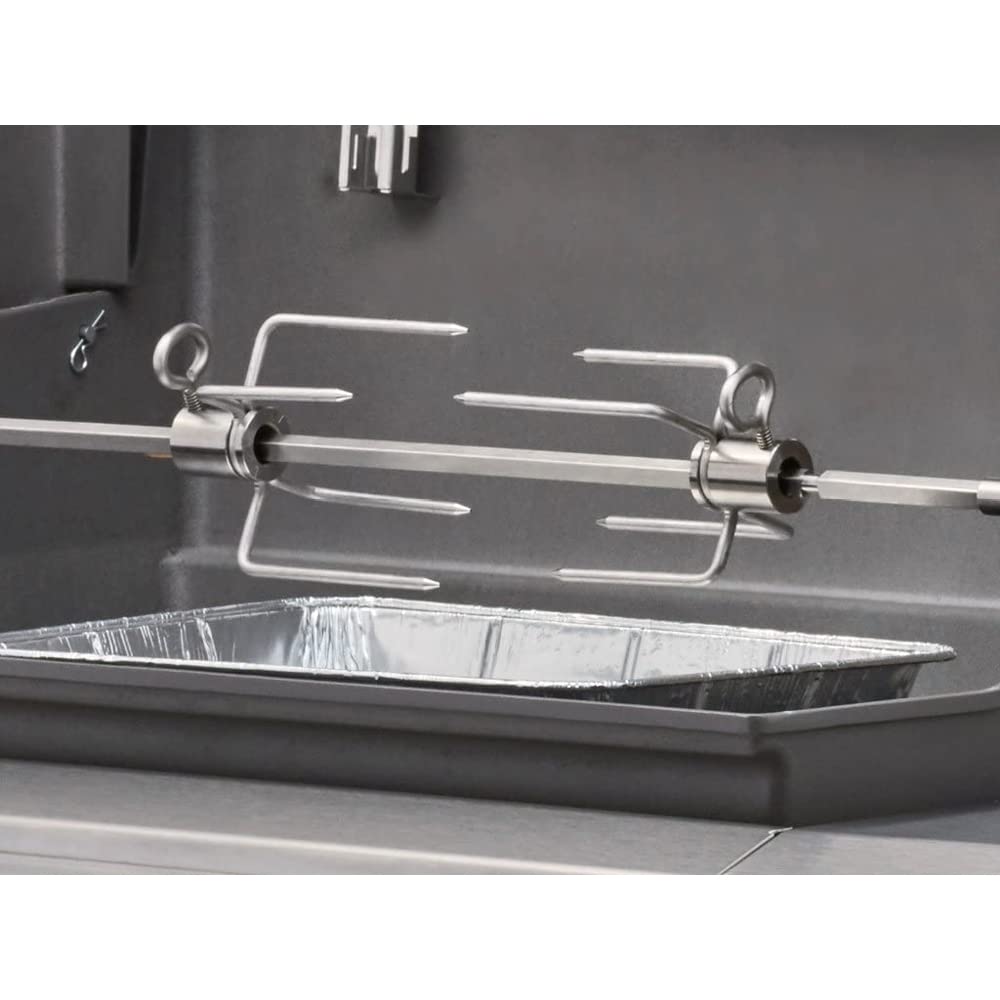 Weber 7652 Rotisserie for Weber Genesis II & Genesis II LX 200/300 Grills - Bundle with 2 Red Heat-Resistant BBQ Oven Mitts - Perfect for Backyard Grilling, Rotisserie Cooking & Outdoor Entertaining