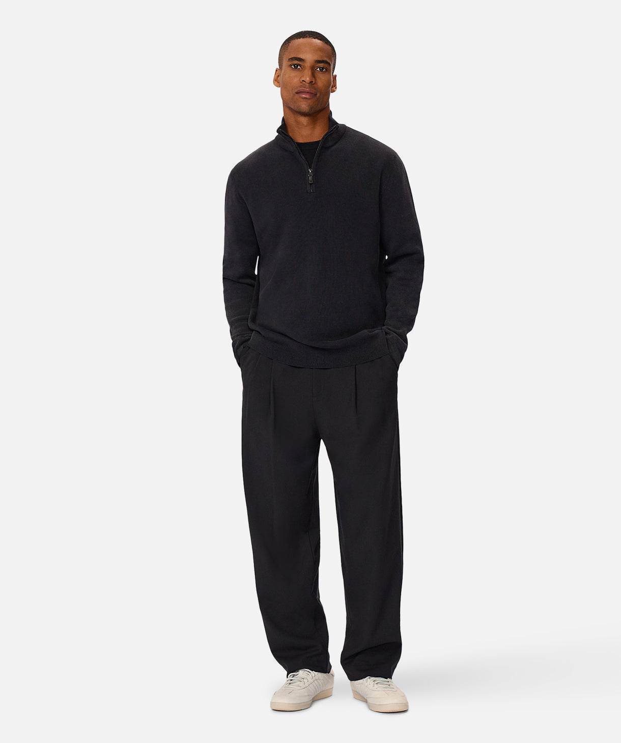 Lakewood Zip Neck Knit Sweater - Soft Washed Black Pullover for Men & Women | Cozy Winter Layering & Casual Outfit Essential