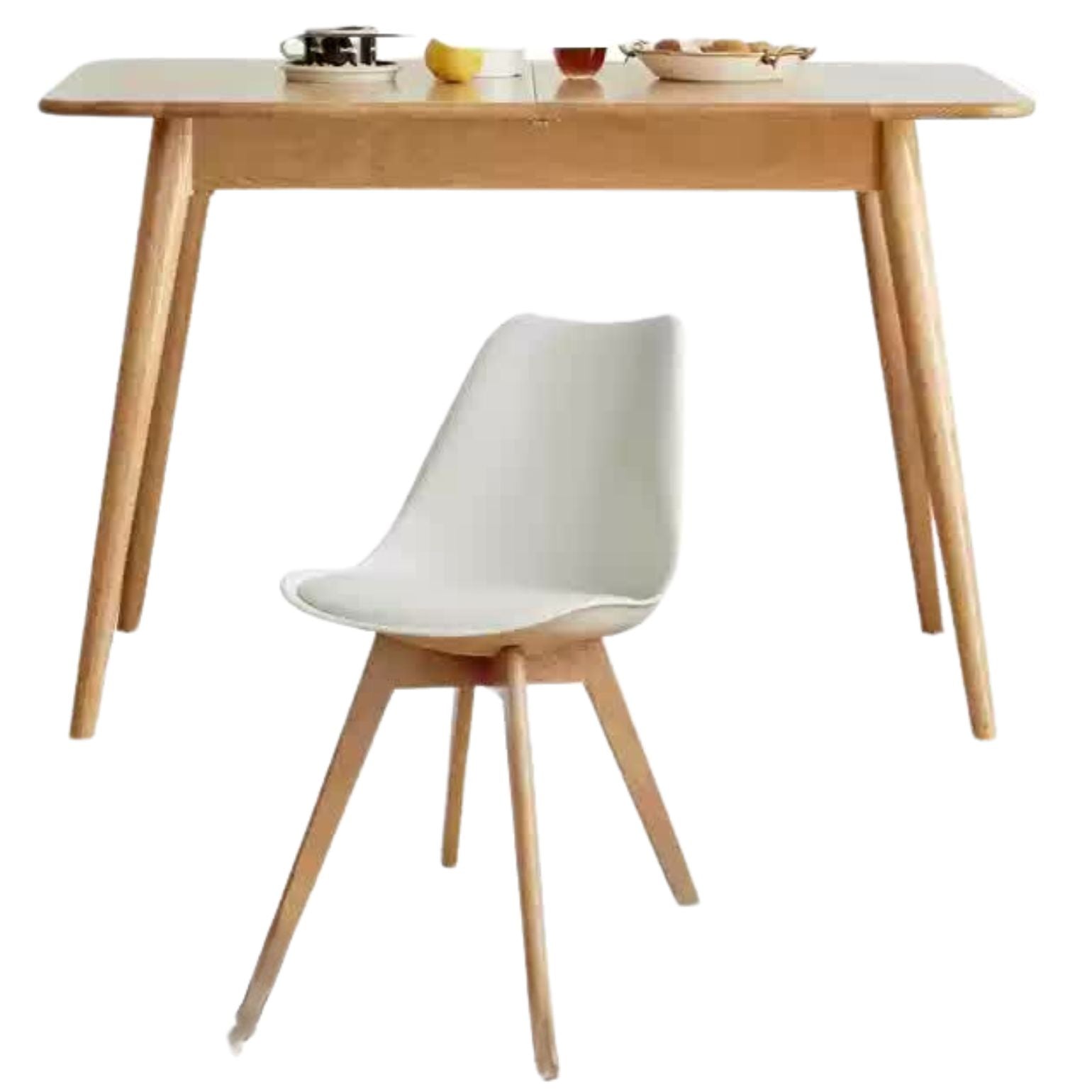 Solid Oak Wood Extendable Dining Table - Expandable for 6 to 8 People - Perfect for Small Spaces & Family Gatherings