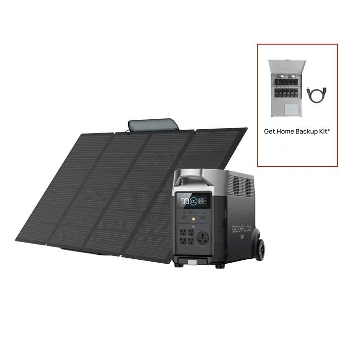 EcoFlow DELTA Pro Portable Power Station with 400W Solar Panel & Transfer Switch - Perfect for Home Backup, Camping, and Emergency Power Supply