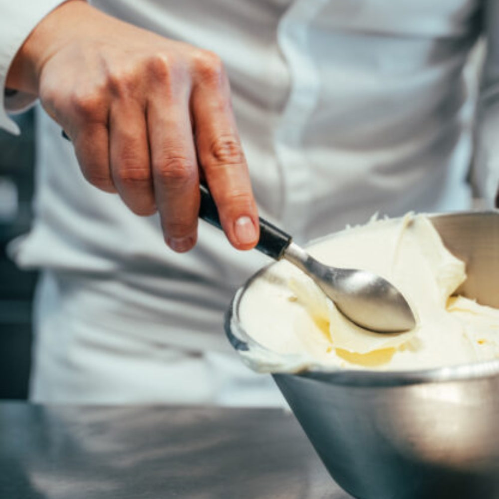 Ventures Triangle Green Grip Small Quenelle Spoon - Ergonomic Mini Spoon for Cooking, Baking & Serving - Perfect for Desserts, Ice Cream, Sauces & Garnishes
