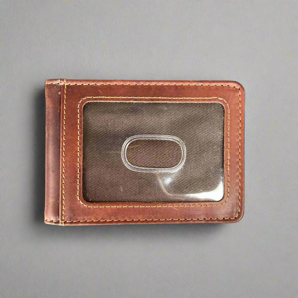 Premium Men's Cow Leather RFID Blocking Money Clip - Slim Wallet Alternative for Business & Travel - Secure Cash & Cards in Style