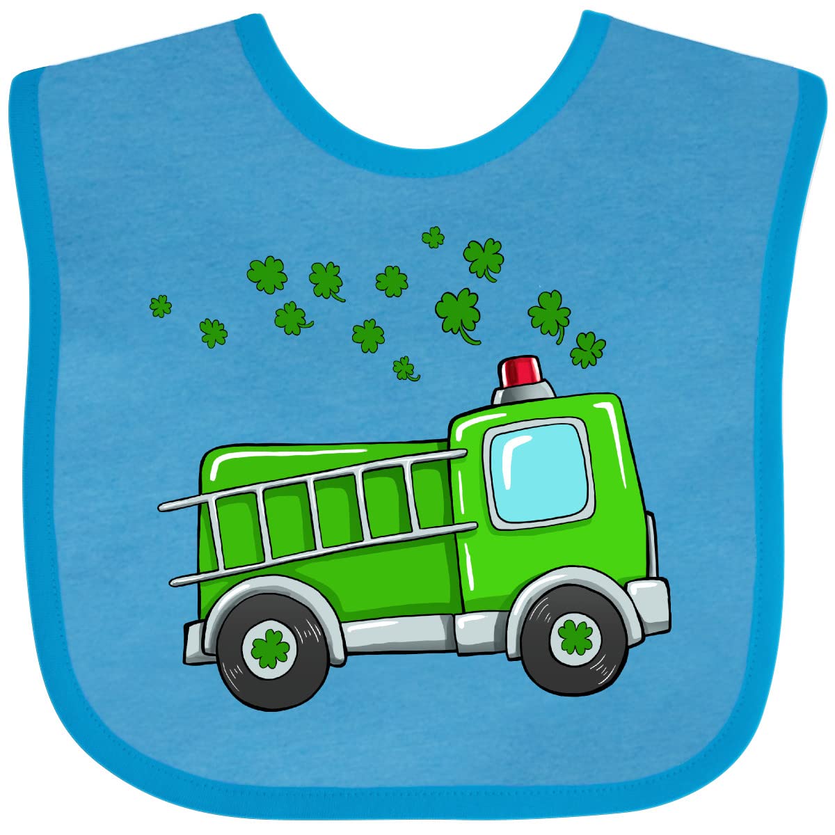 St. Patrick's Day Green Fire Truck with Clovers Baby Bib - Perfect for Infants, Toddlers, and Holiday Photo Shoots
