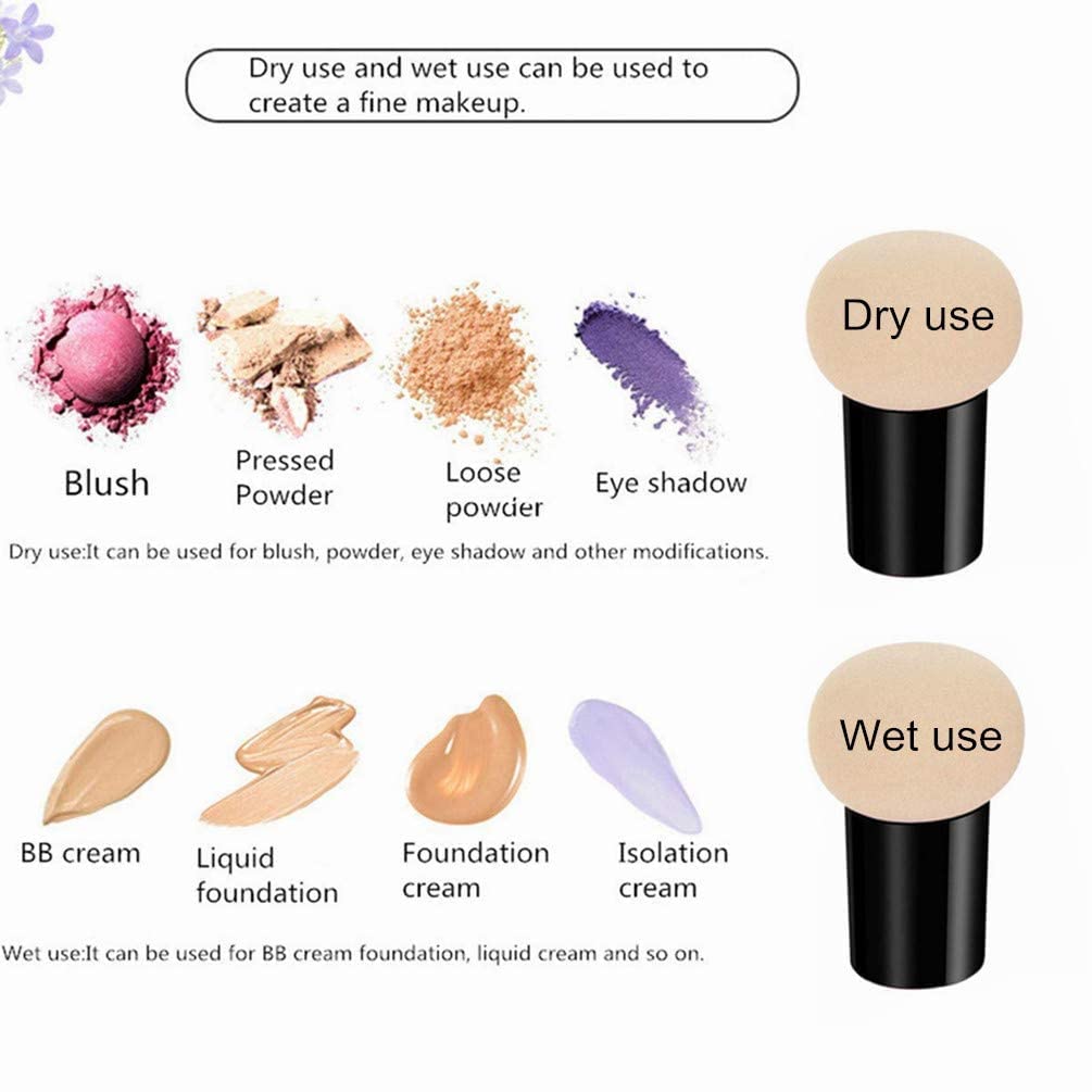 MAPPERZ 1-Pack Powder Puff Cosmetic Sponge - Mushroom Shape Makeup Blender Sponge with Handle for Foundation & Powder Application (Multi Color) - Perfect for Professional Makeup Artists & Home Beauty Routines