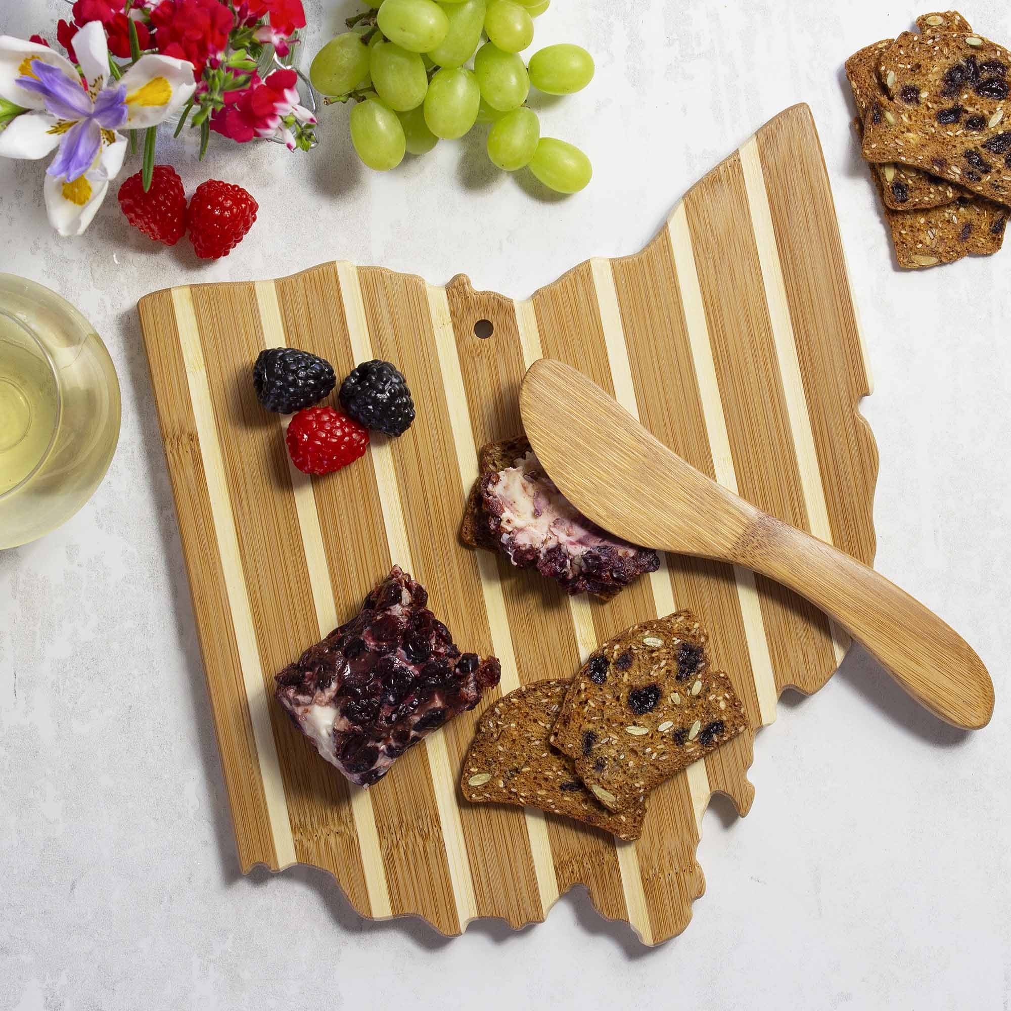 Ohio Wooden Charcuterie Board with Cheese Knife Set - Perfect for Entertaining, Housewarming Gifts & Dinner Parties
